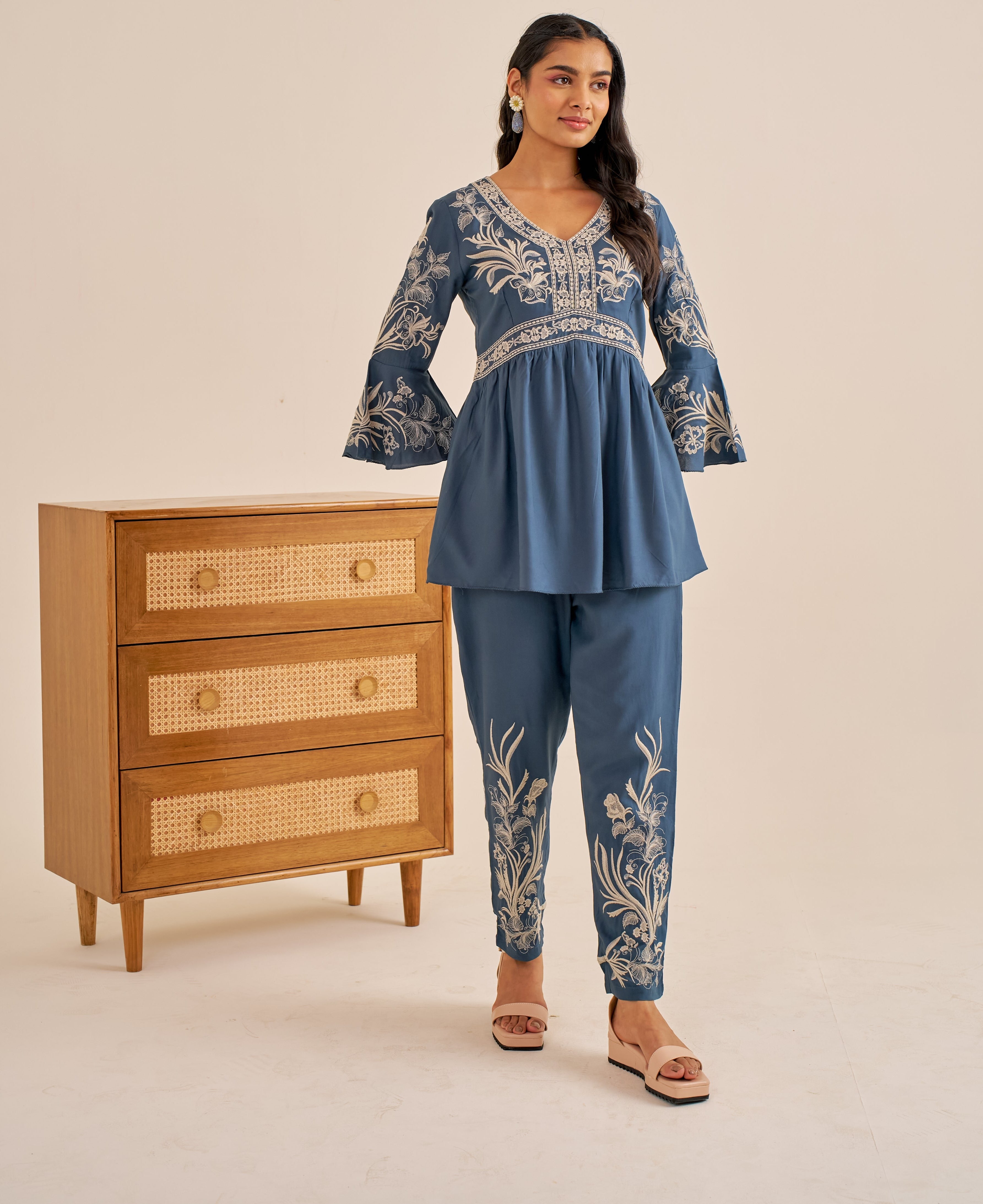 Alaya Meher Teal Breeze Peplum Co-ord Set