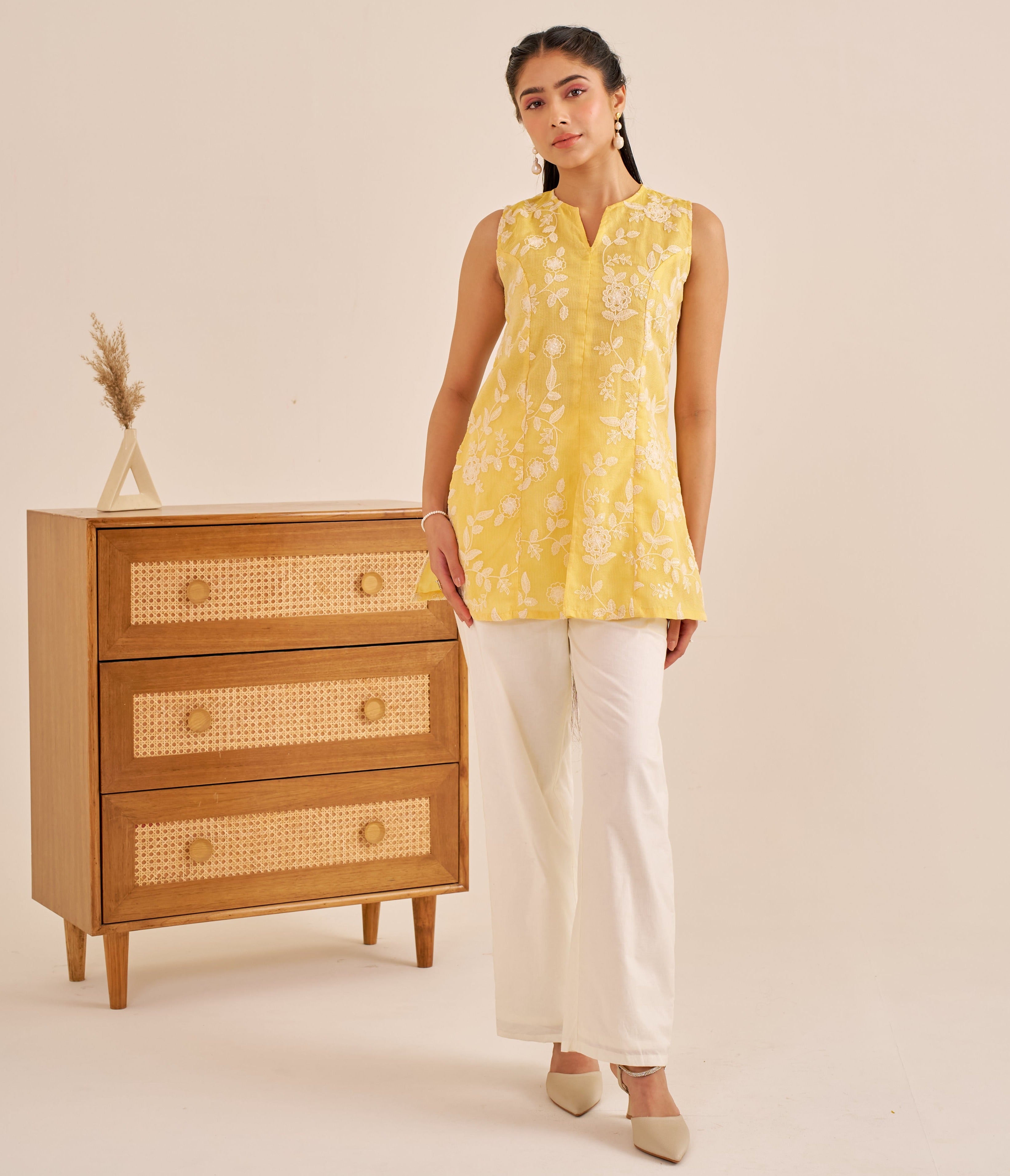 Alaya Meher Sunny Yellow Embroidered Kurta Set