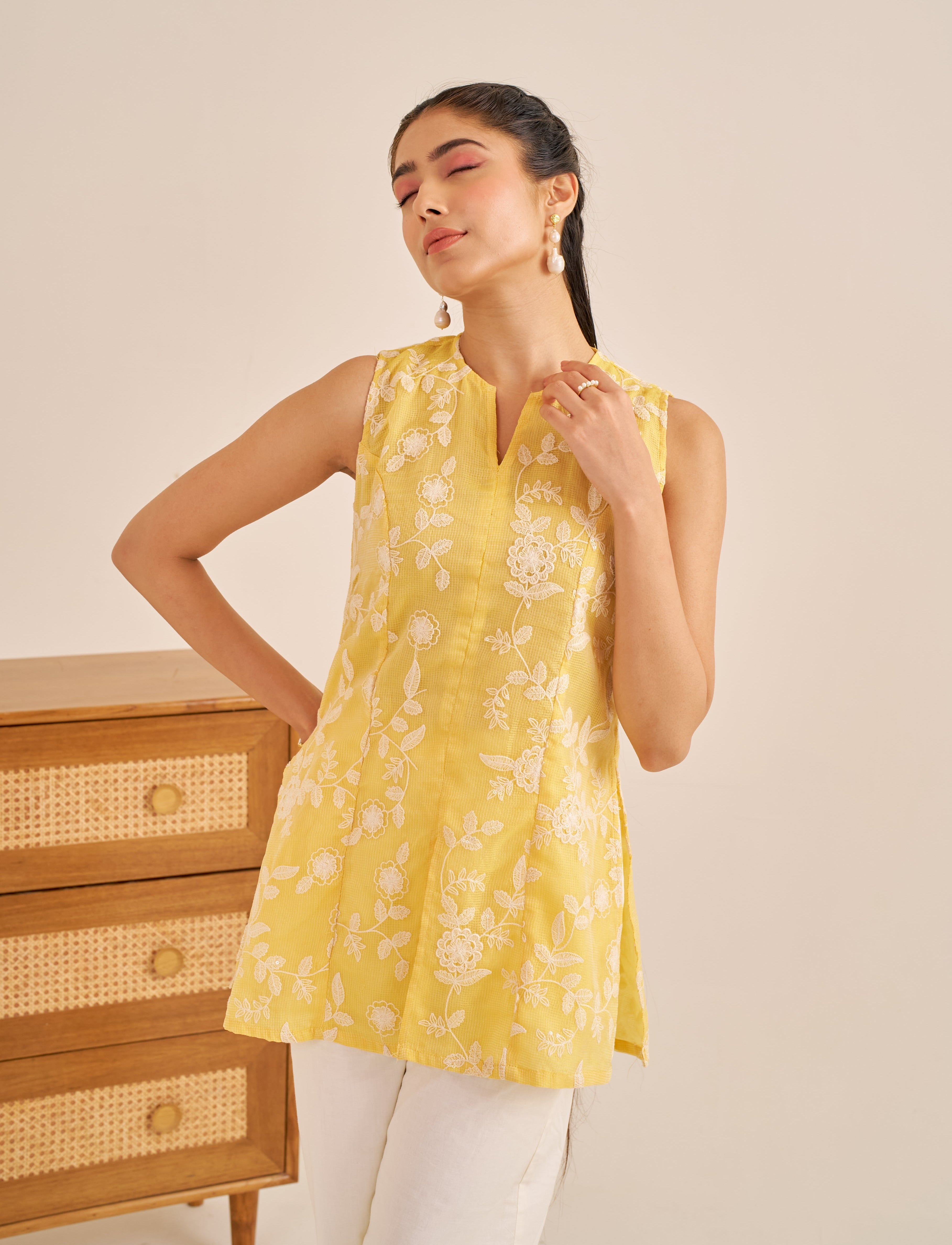 Alaya Meher Sunny Yellow Embroidered Kurta Set