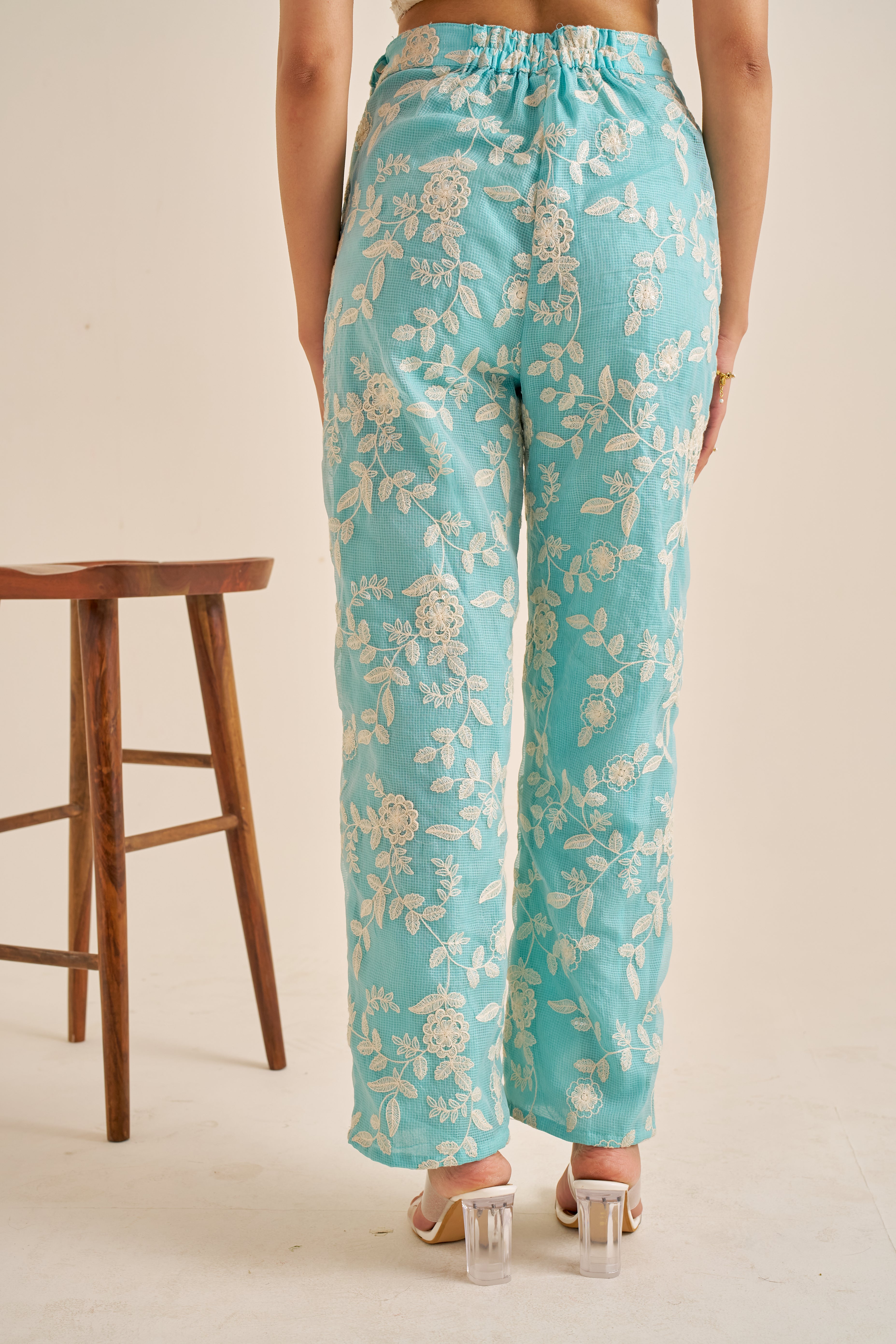 Alaya Meher Skyline Blue Embroidered Boss Babe Pants