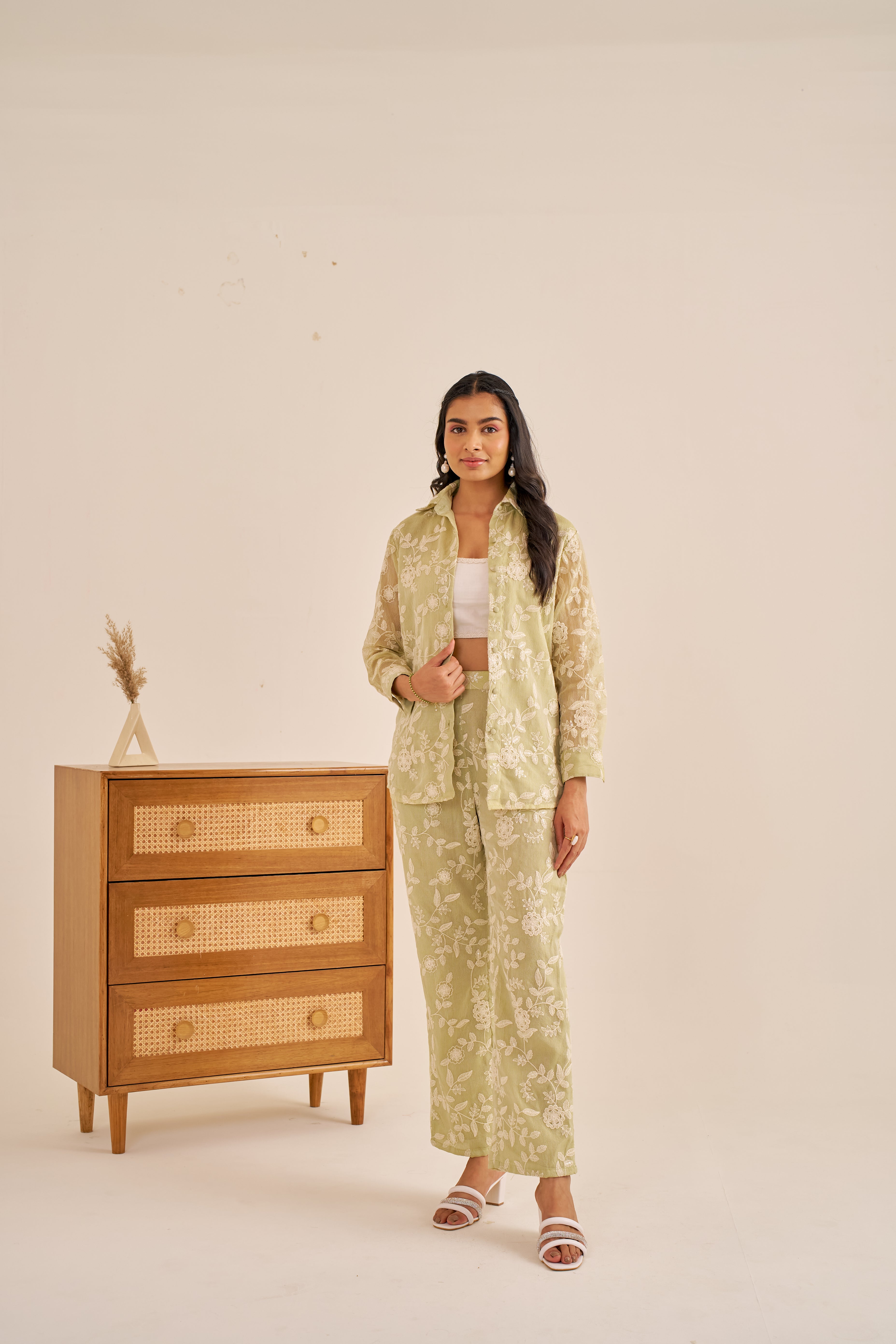 Alaya Meher Green Embroidered Shirt