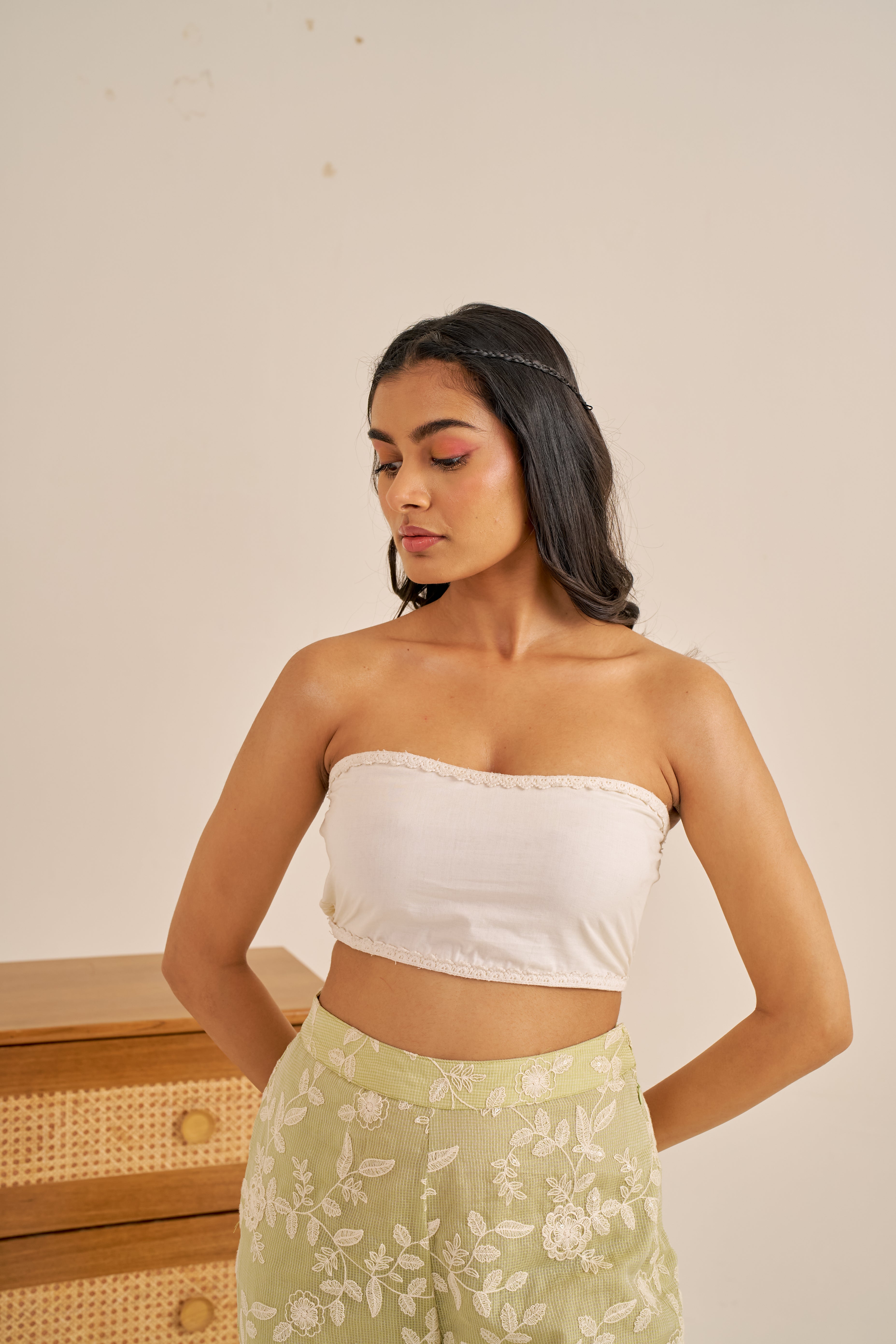 Alaya Meher Ivory Cotton Tube Blouse