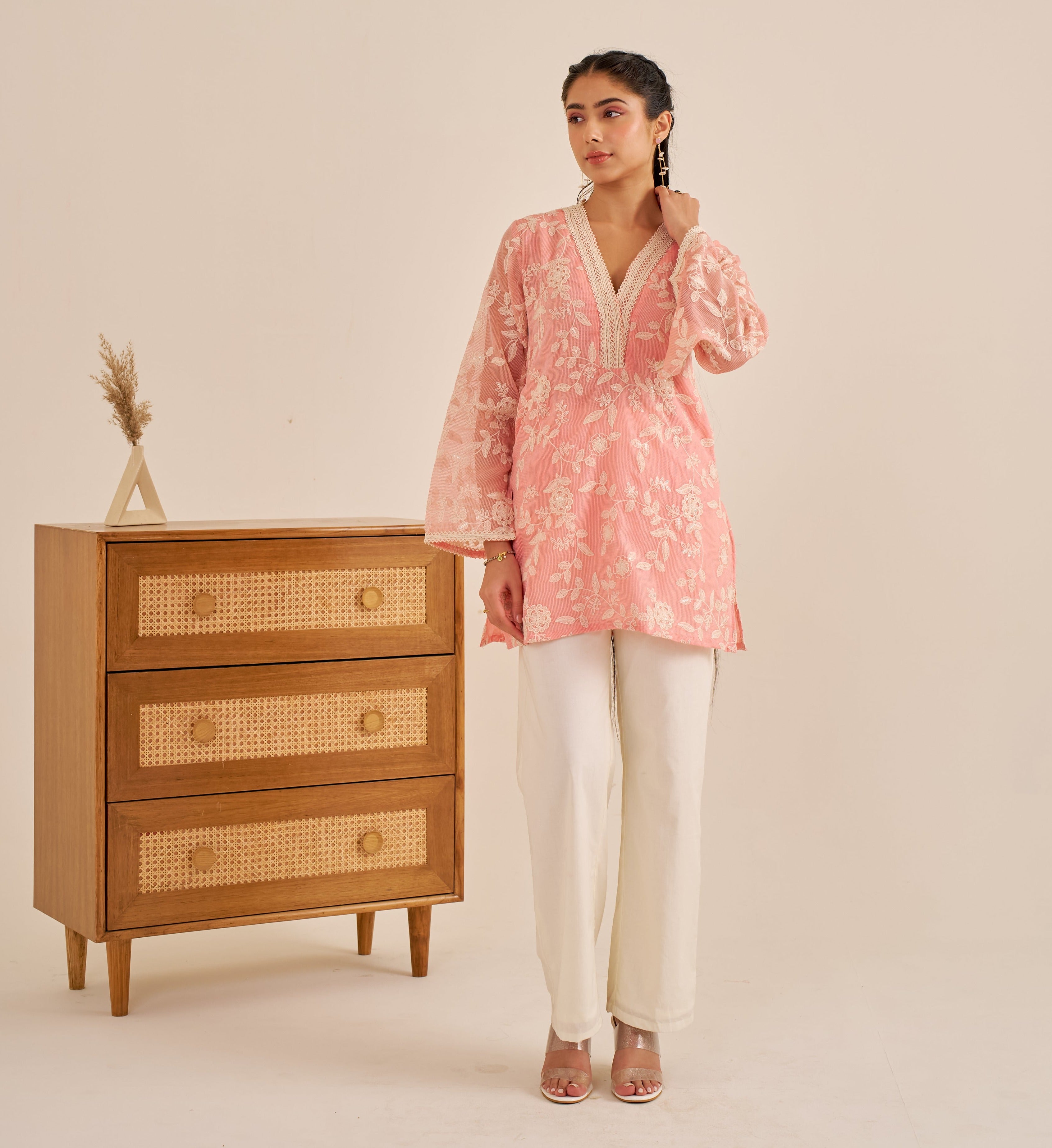 Alaya Meher Soft Pink Flared Kurta Set