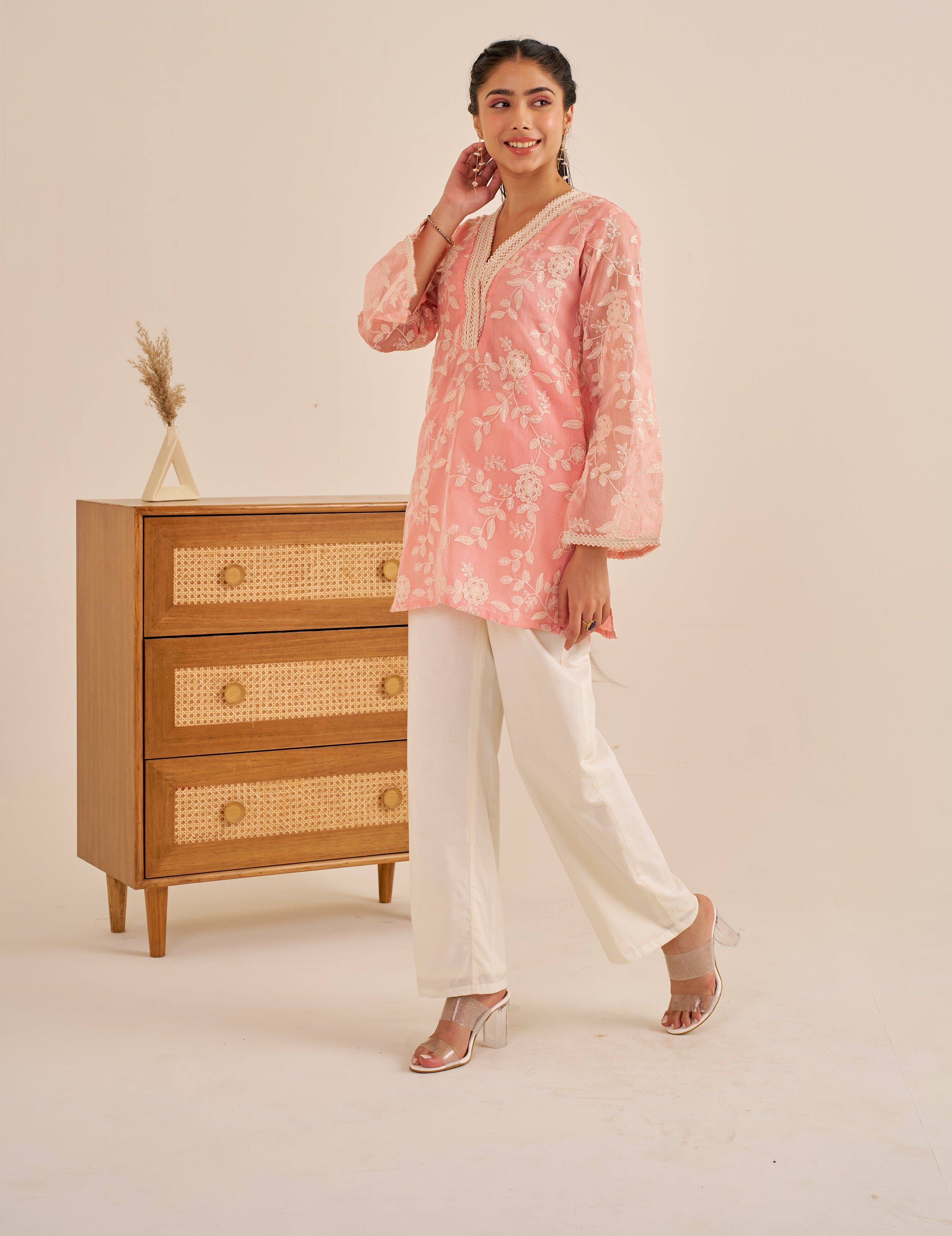 Alaya Meher Soft Pink Flared Kurta