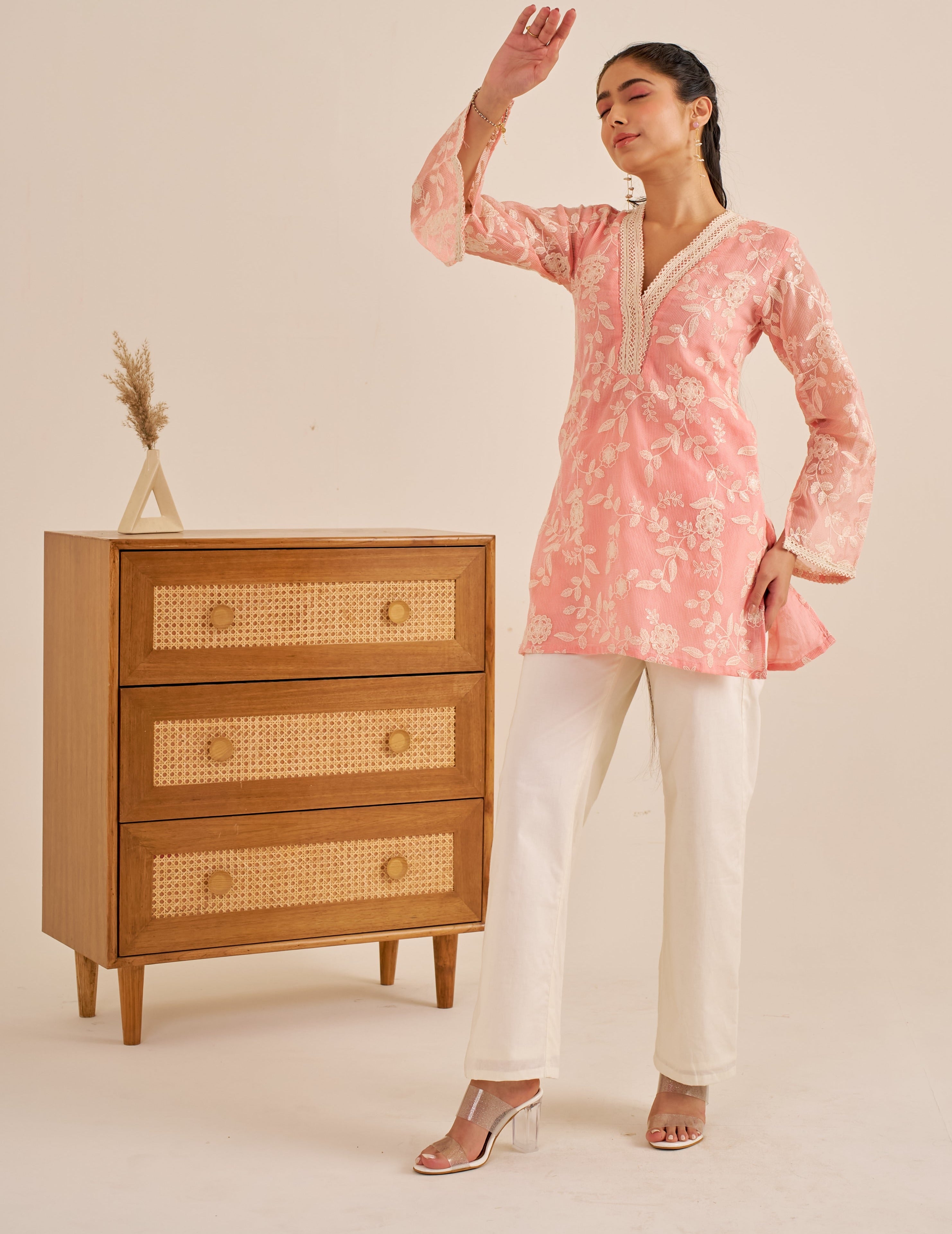 Alaya Meher Soft Pink Flared Kurta