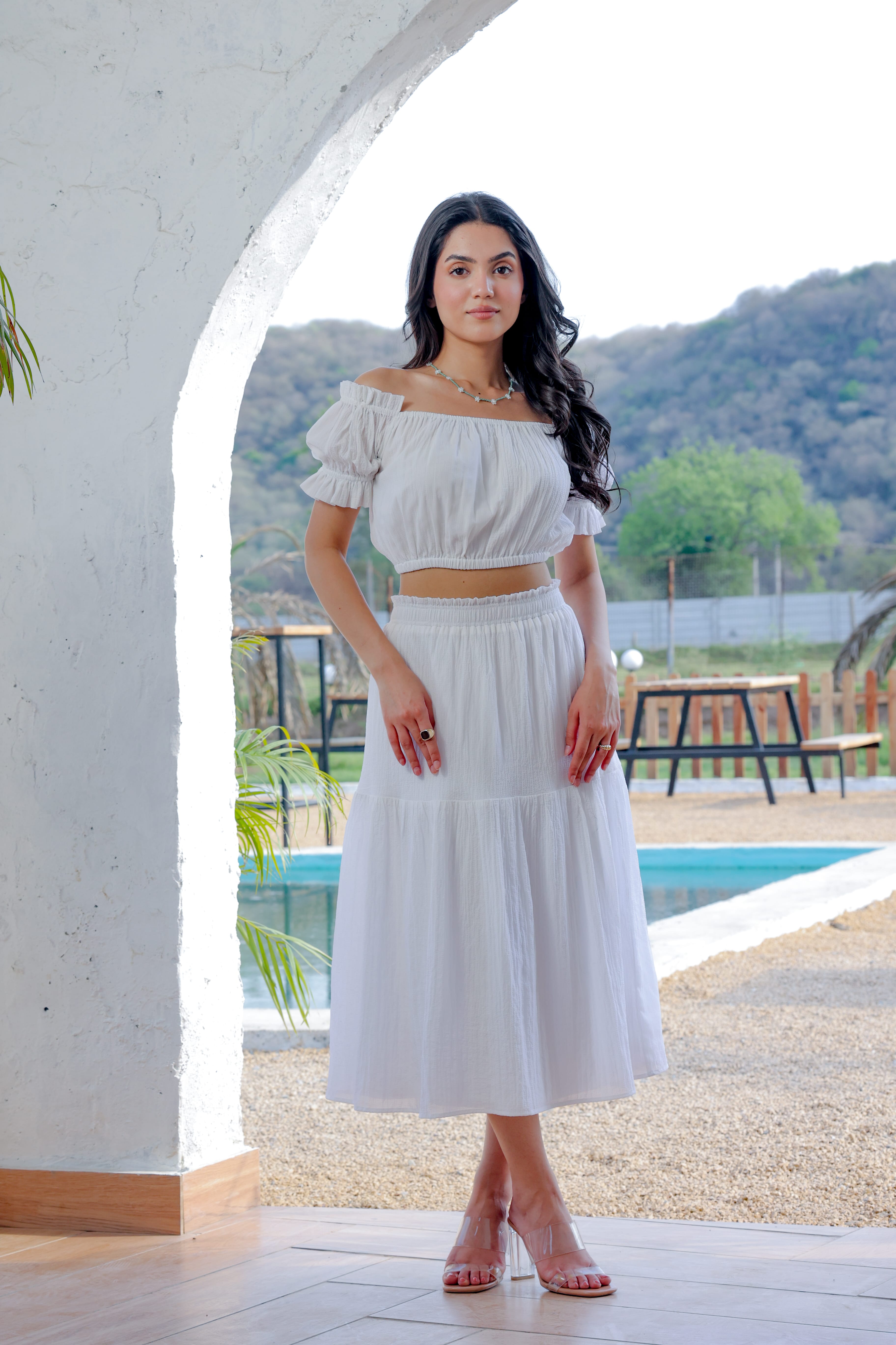 Verona White Midi Skirt