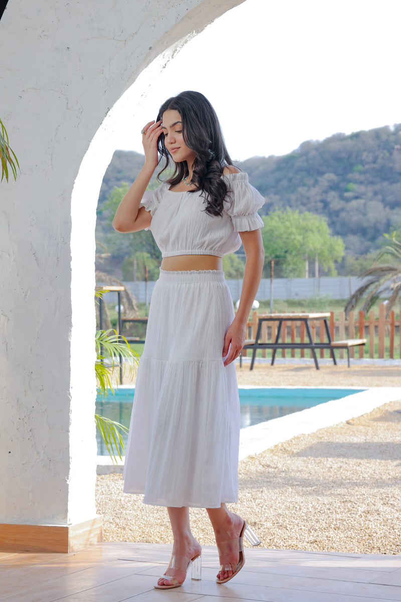 Verona White Midi Skirt