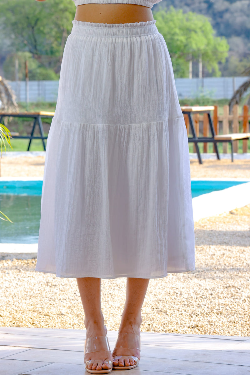 Verona White Midi Skirt