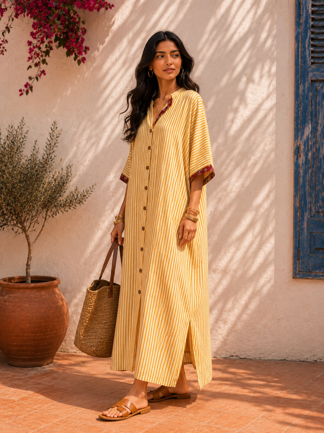 Aahista Honey Stripe Kaftan Dress 4