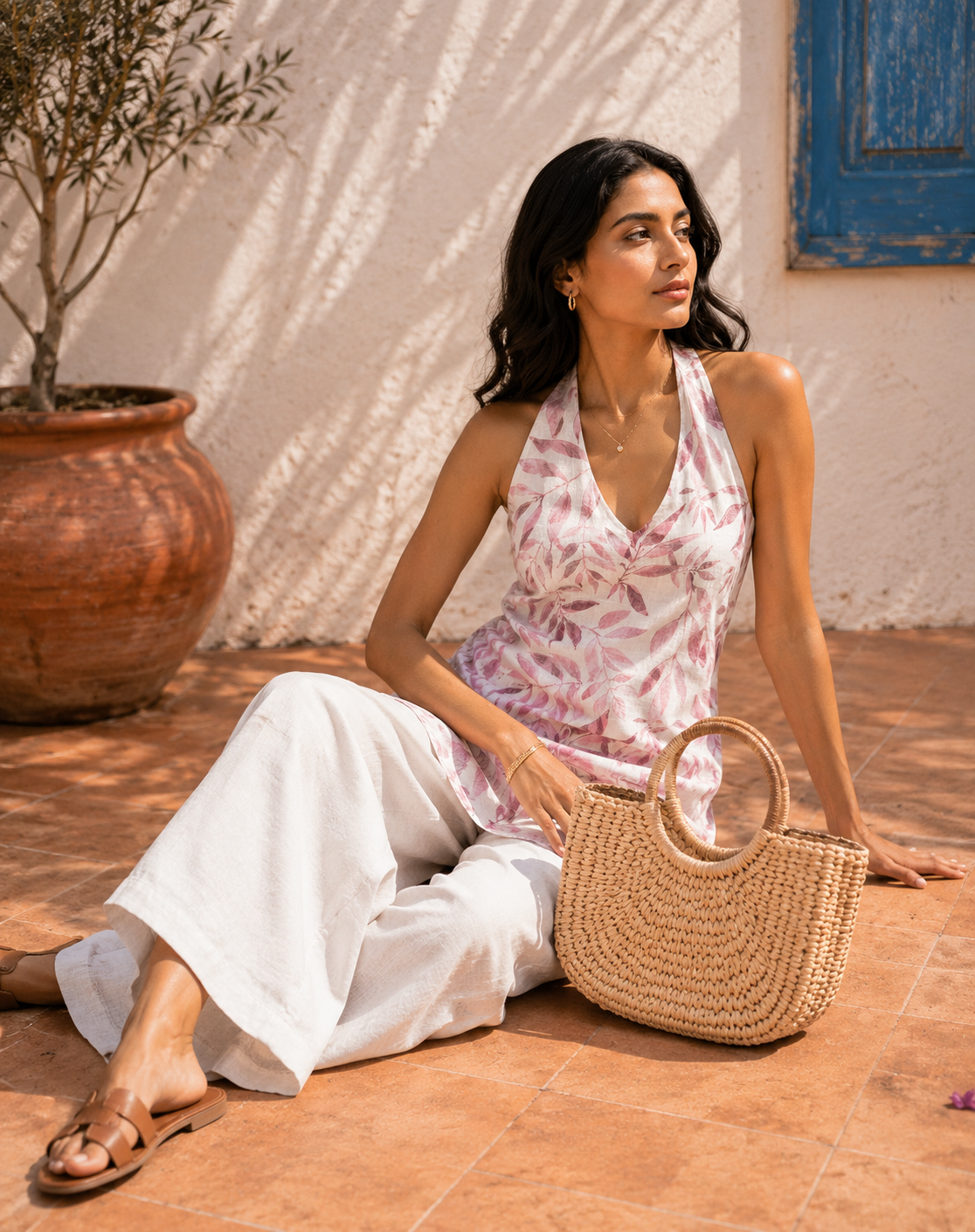 Aahista Mauve Botanical Halter Kurta Set 4