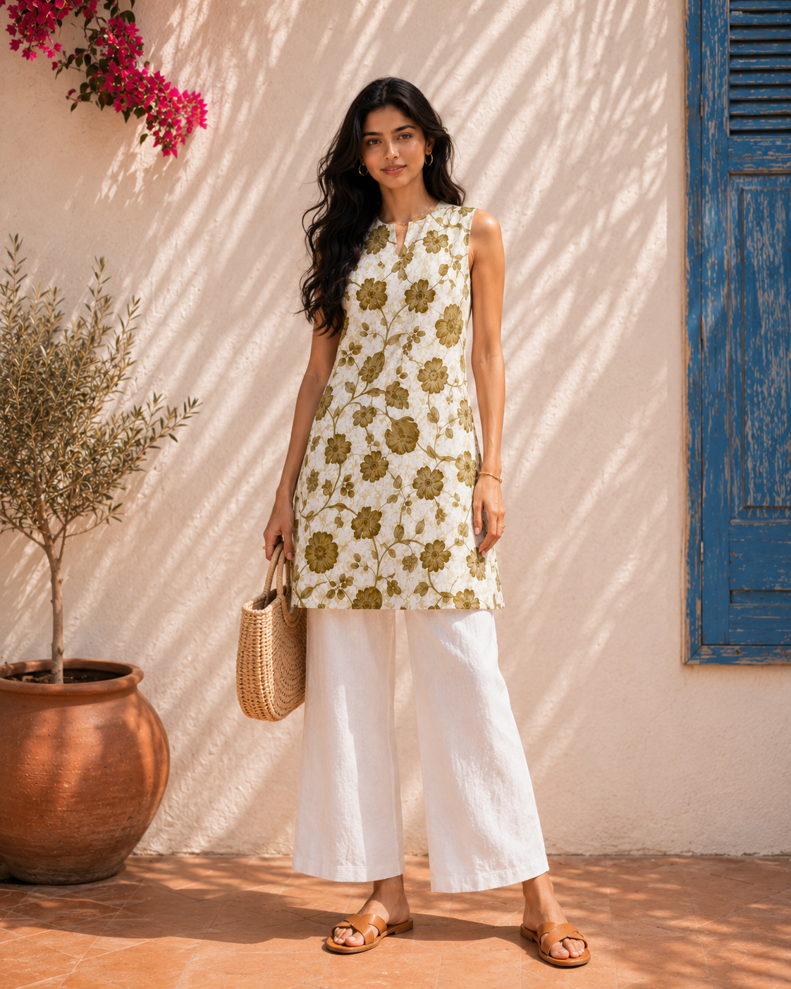 Aahista Olive Bloom Kurta Set 2