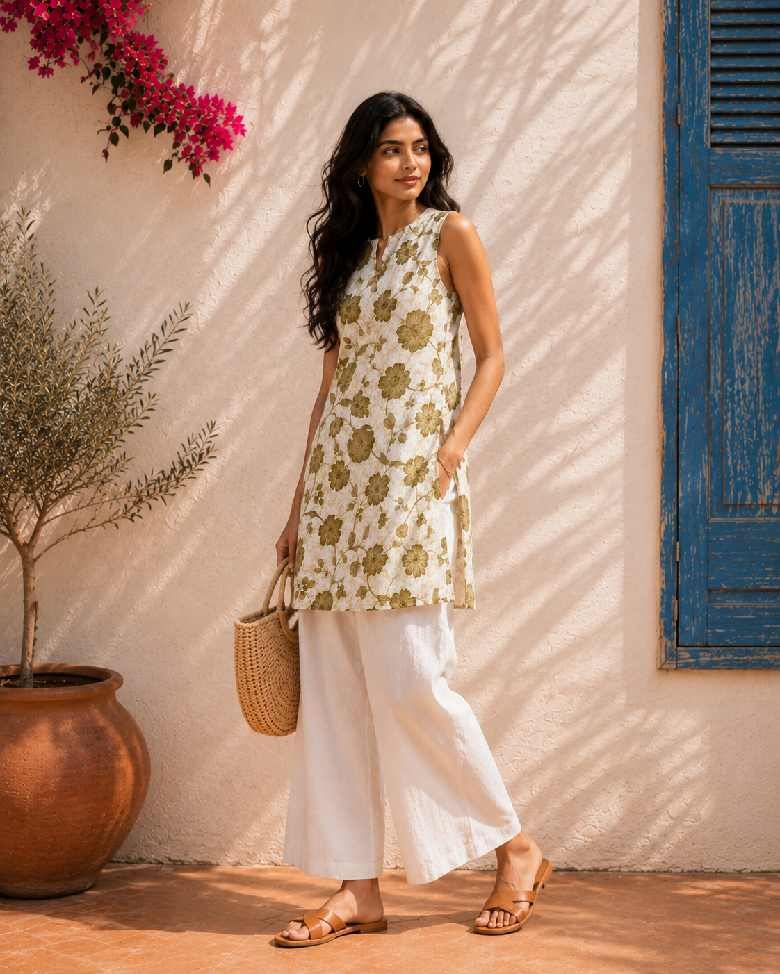 Aahista Olive Bloom Kurta Set 3
