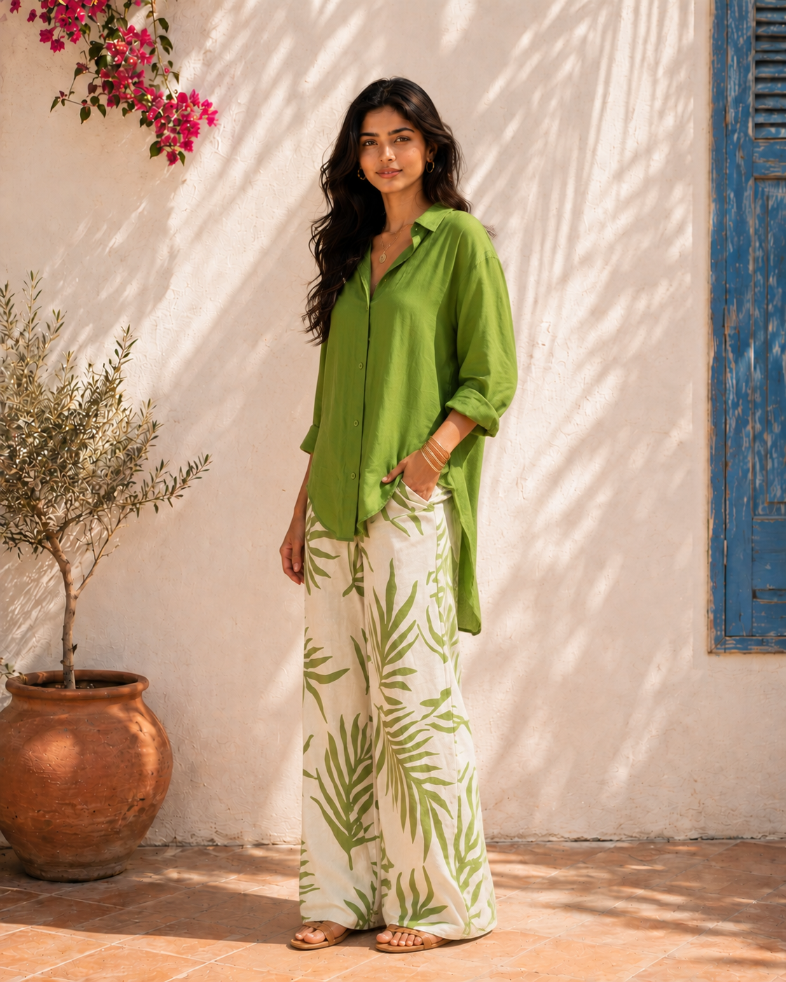 Aahista Palm Green Co-ord Set 3