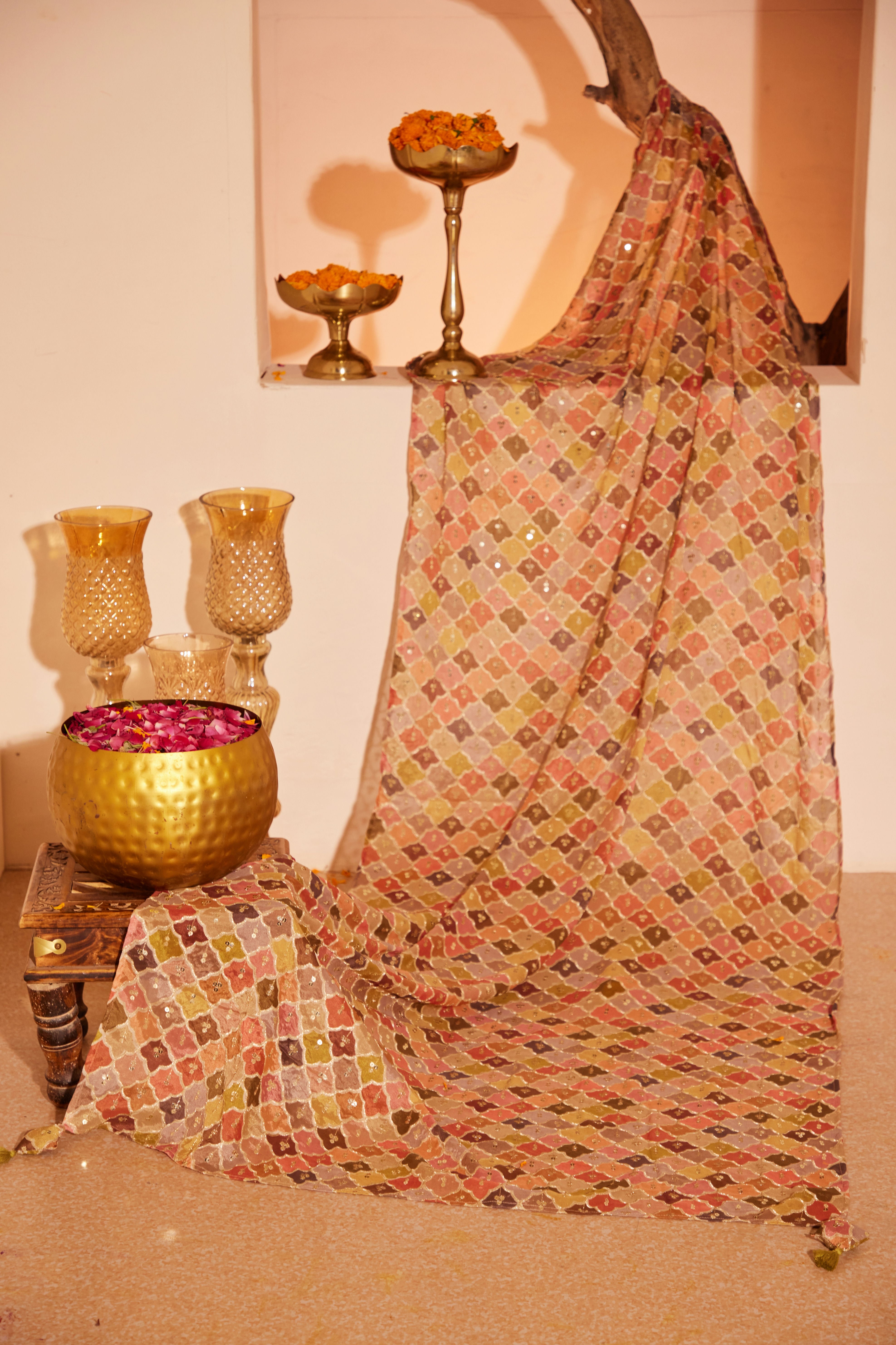 Sajda Multicolor Embroidered Dupatta