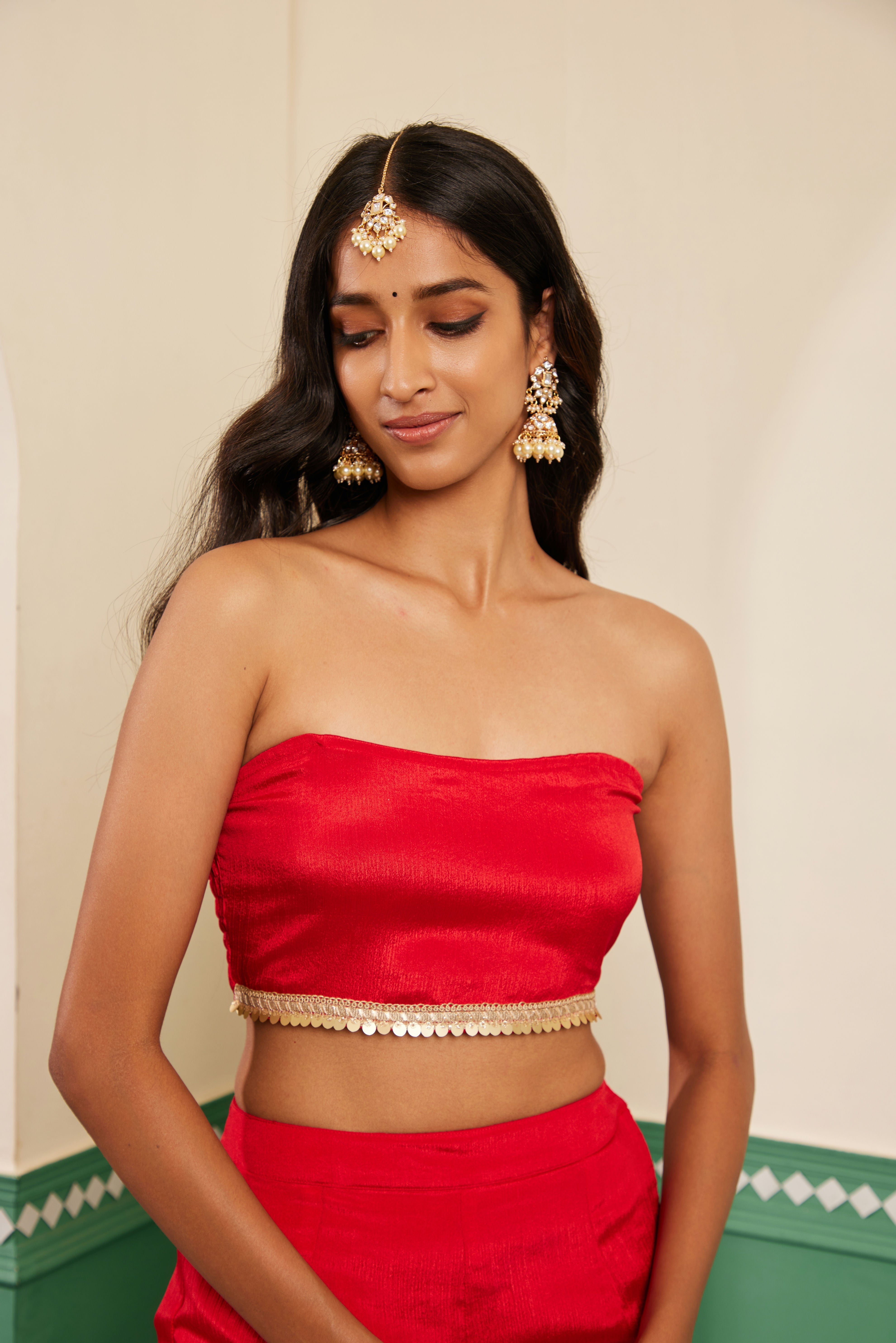 Sajda Red Tube Top