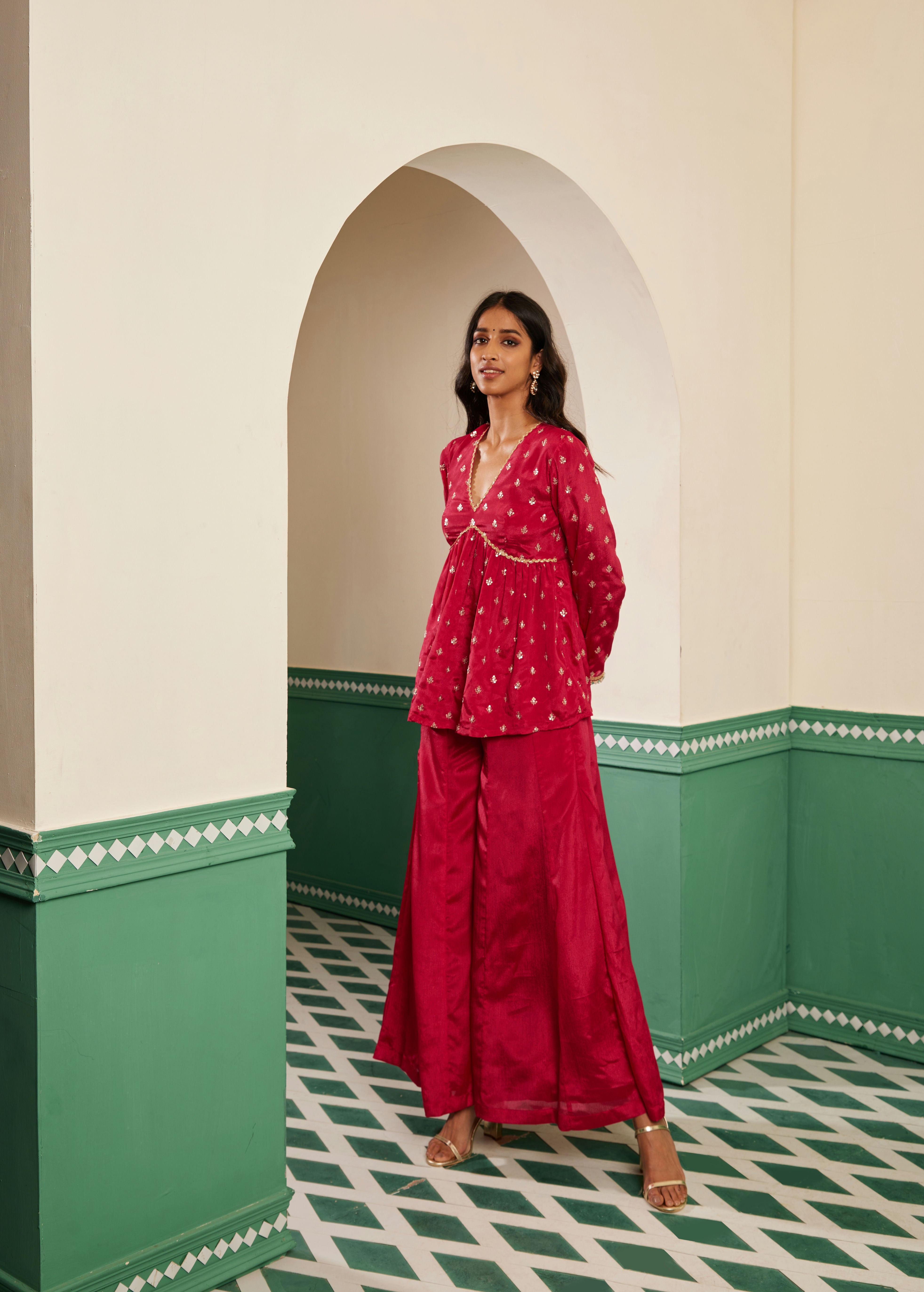 Sajda Fuchsia Pink Peplum Kurta Set