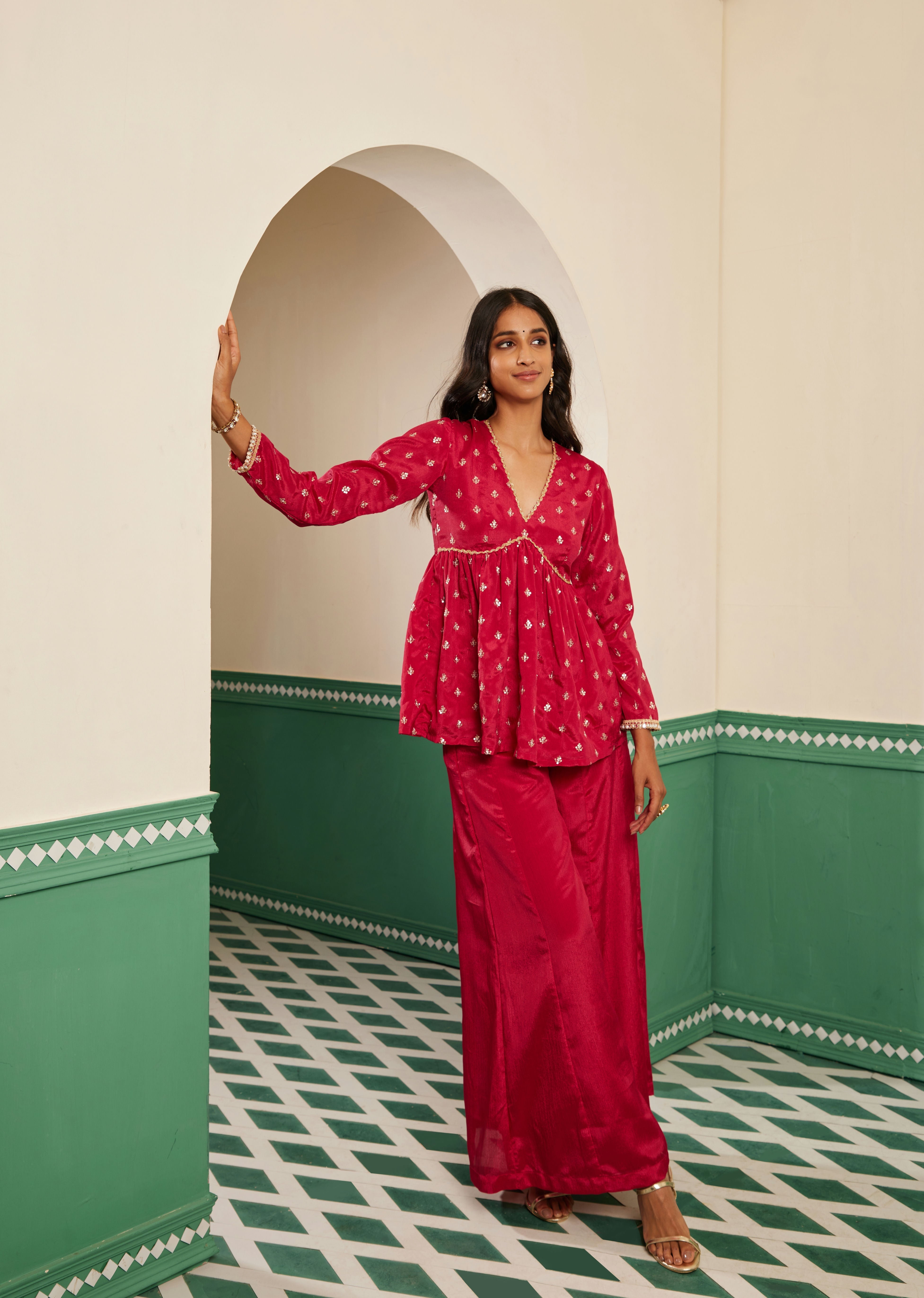 Sajda Fuchsia Pink Peplum Kurta Set