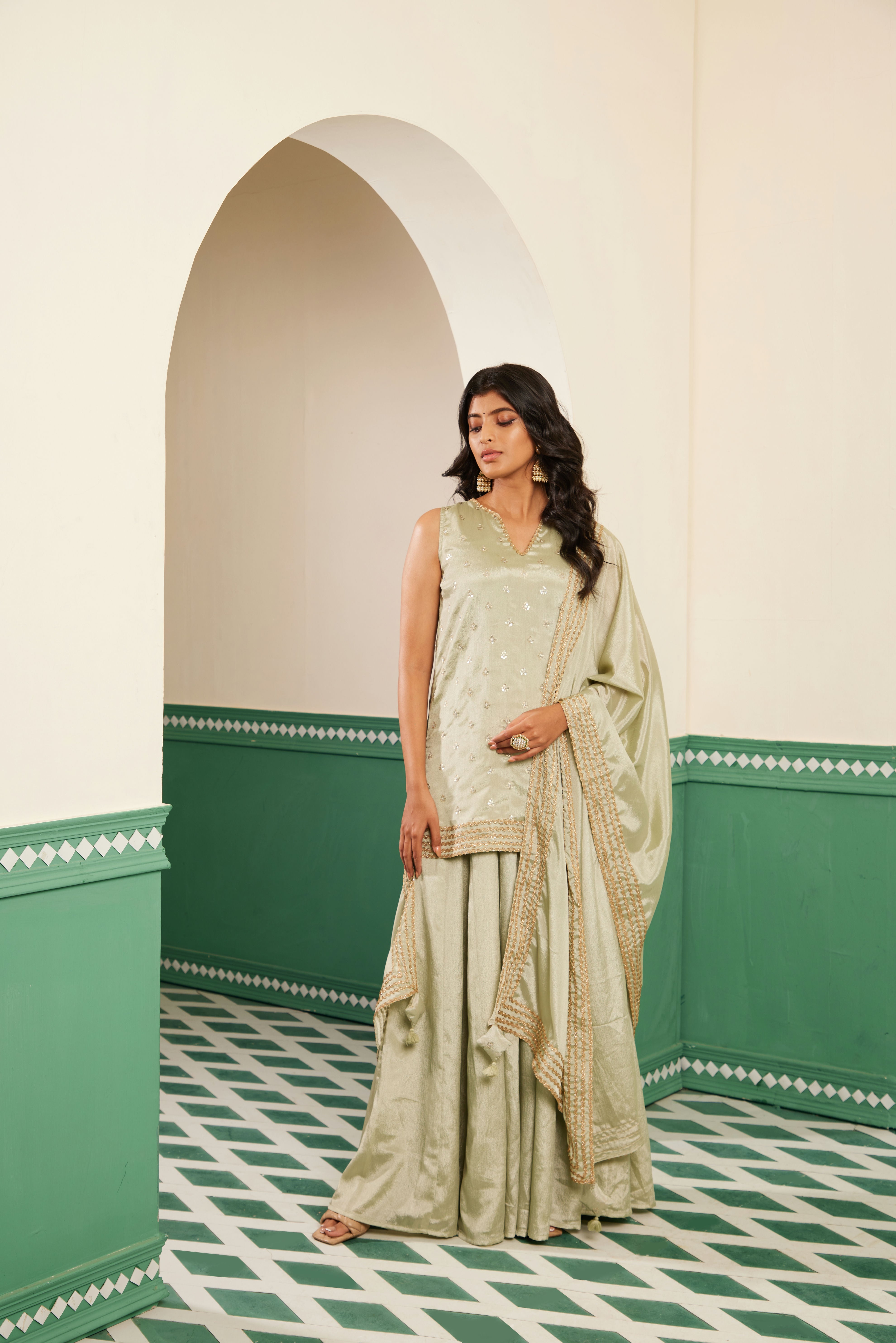 Sajda Sage Green Embroidered Kurta Set