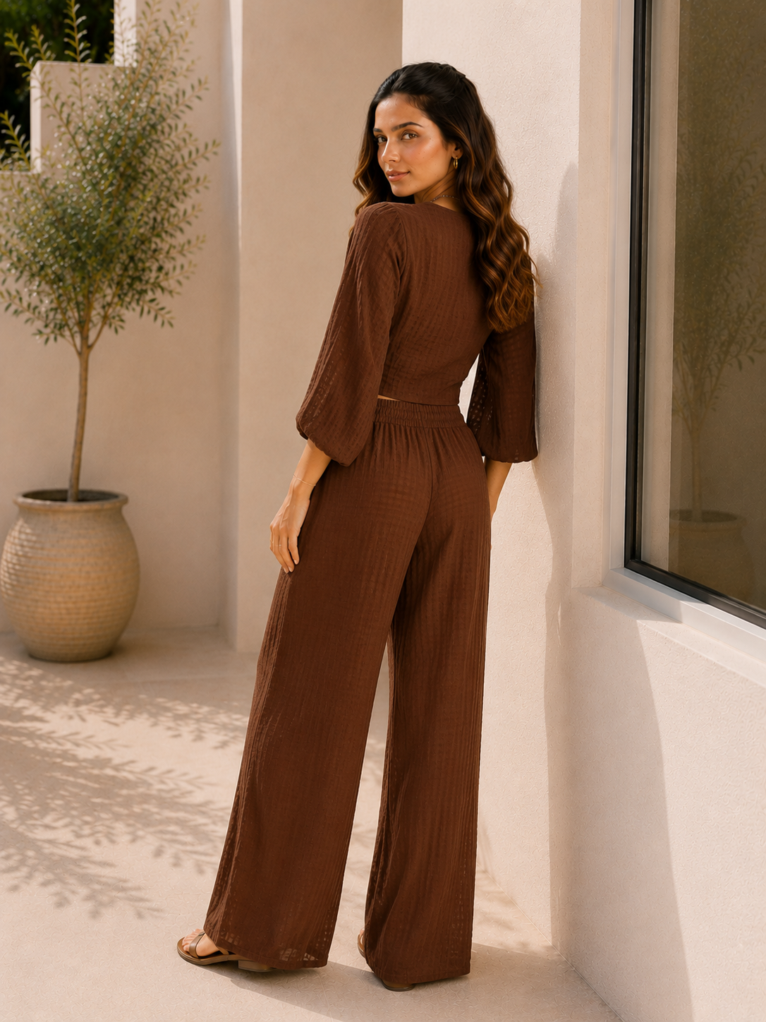 Amalfi Brown Tie-Front Co-Ord Set 3