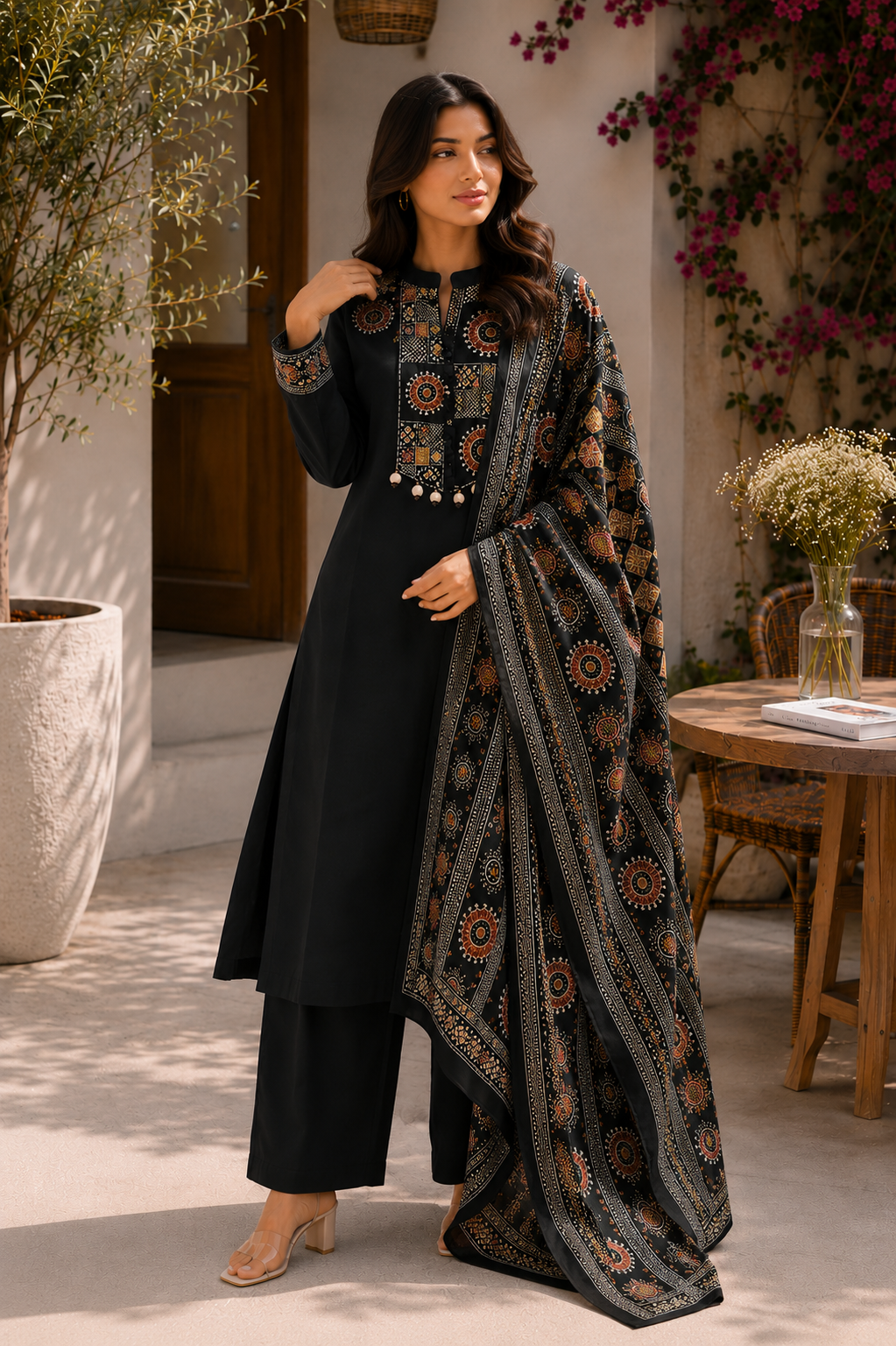 Alaya Select Noir Ajrakh Kurta Set