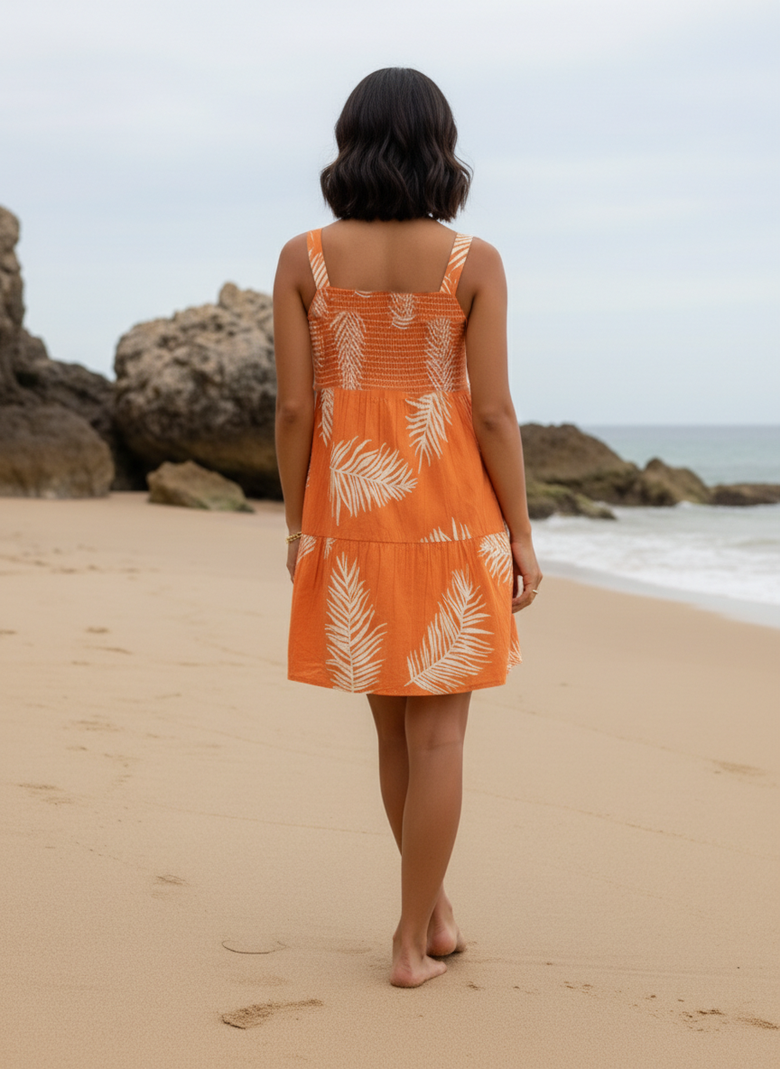 Alaya Select Tangerine Palm Short Dress