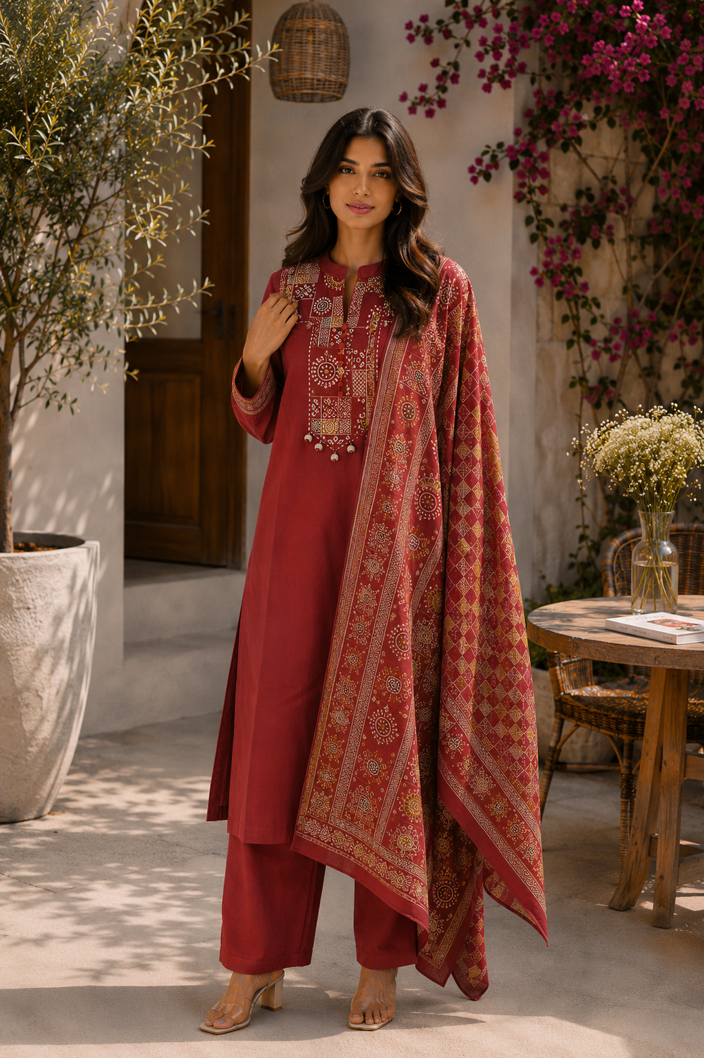 Alaya Select Crimson Ajrakh Kurta Set
