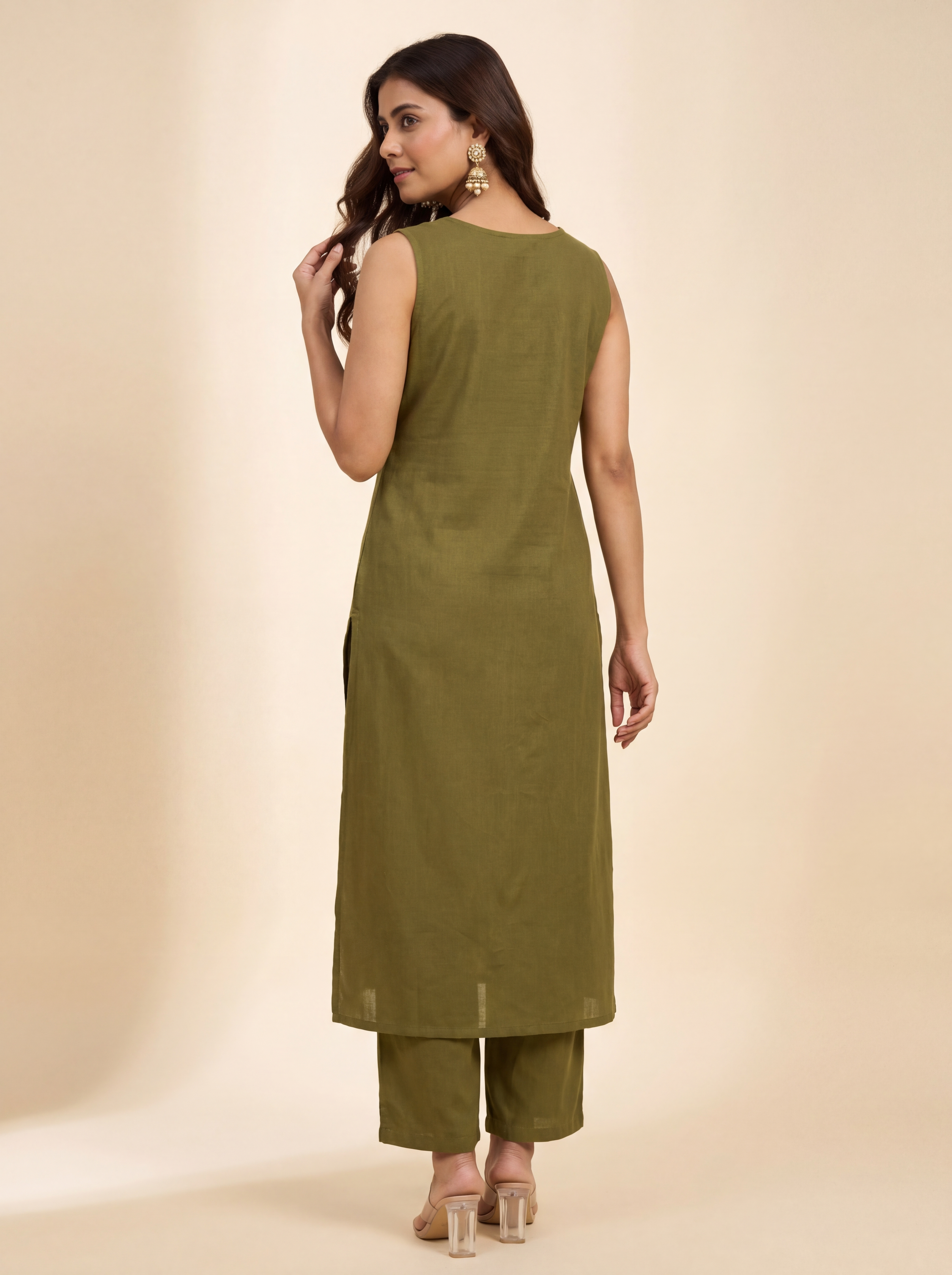Alaya Select Olive Petal Collar Kurta Set