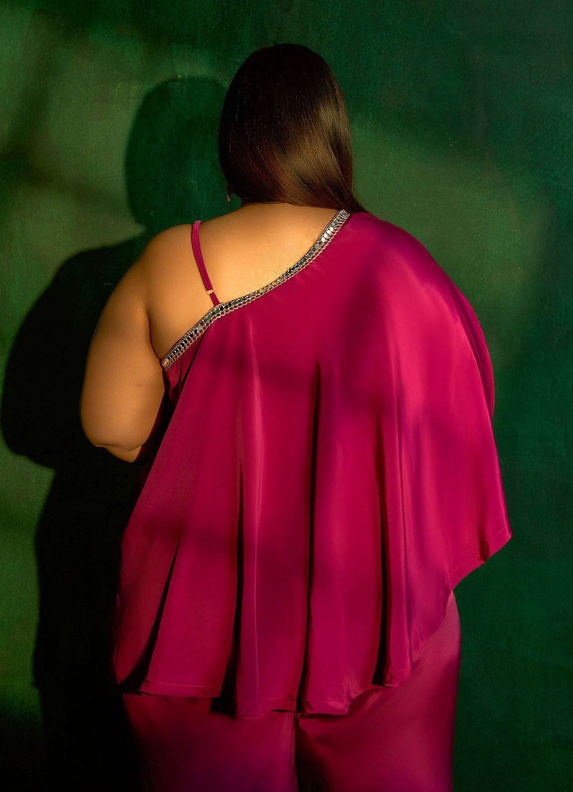 Aashna B Magenta One-Shoulder Top