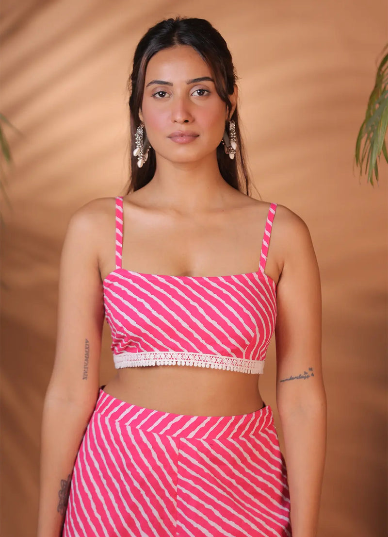 Pink Striped Cotton Cami Blouse