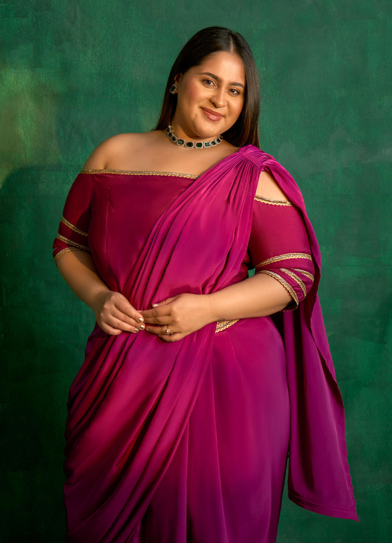 Aashna B Magenta Skirt Sari
