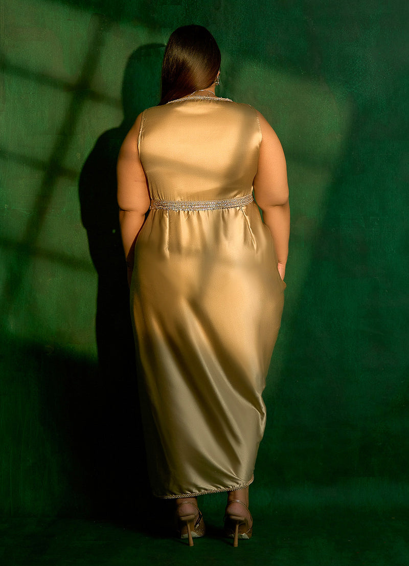 Aashna B Champagne Drape Dress