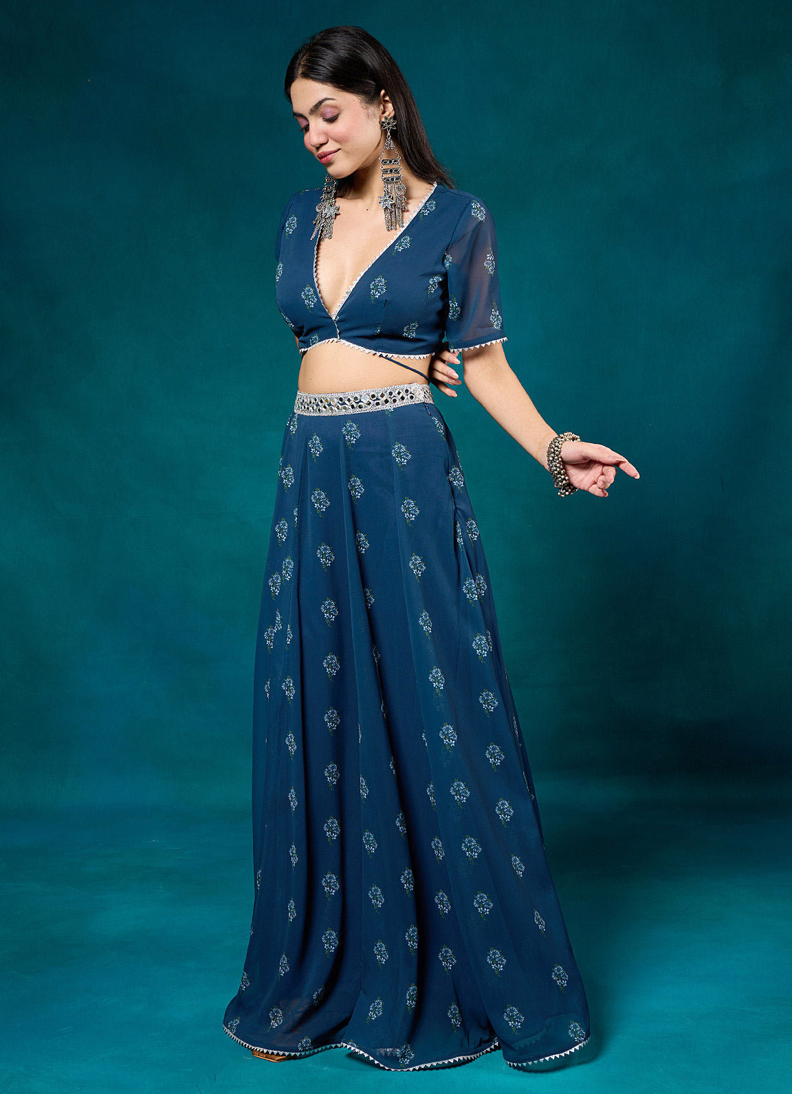 Falak Navy Floral Lehenga Skirt