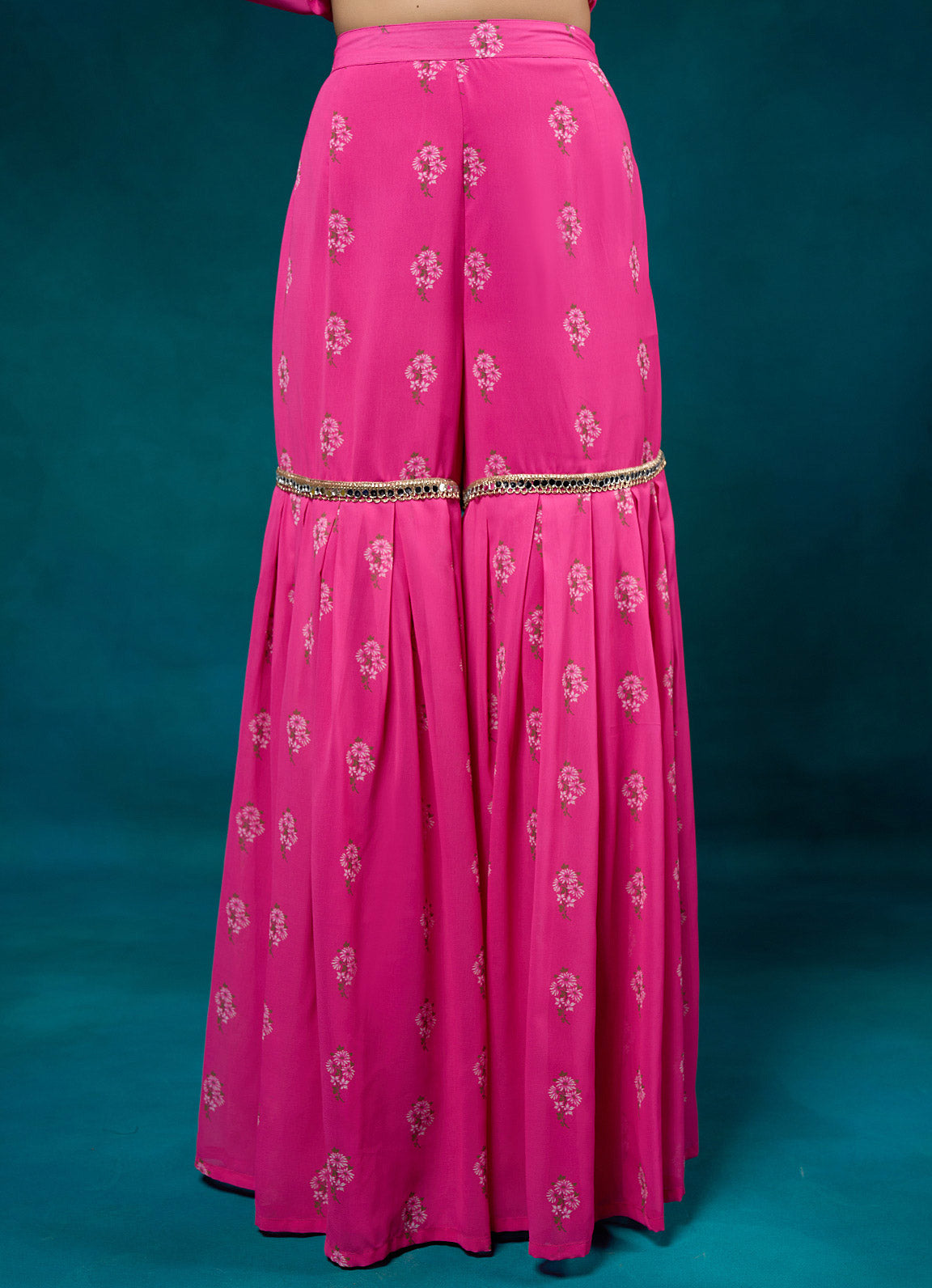 Falak Fuchsia Floral Gharara