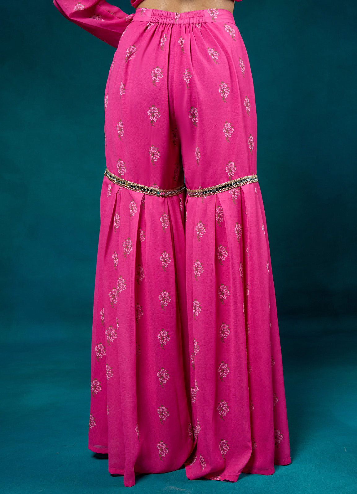 Falak Fuchsia Floral Gharara