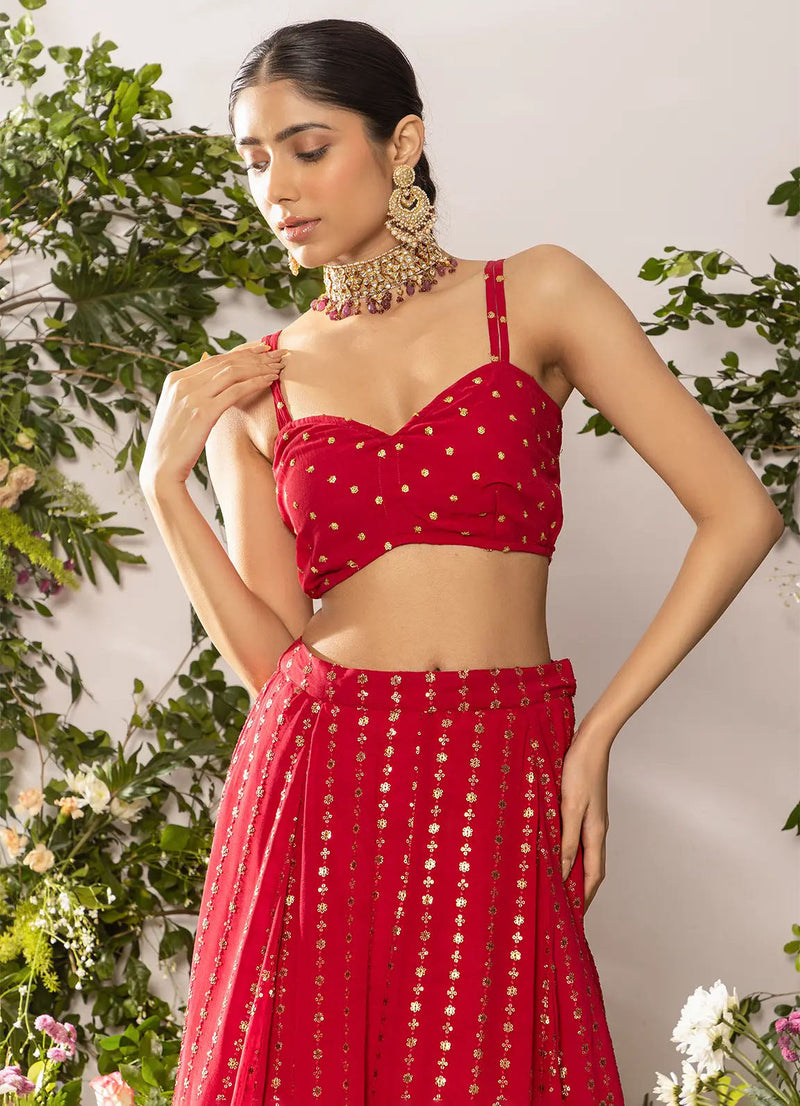 astoria Red Floral Sequin Cami Blouse