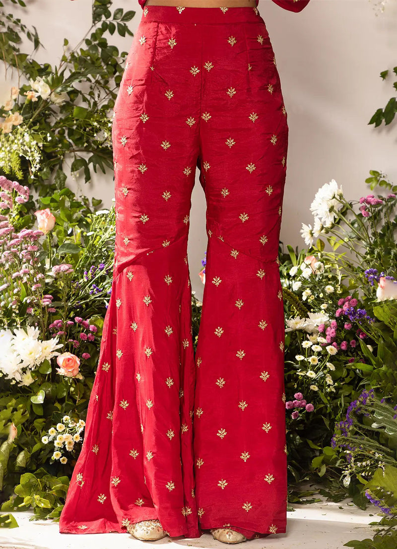 Astoria Red Zari Motif Gharara