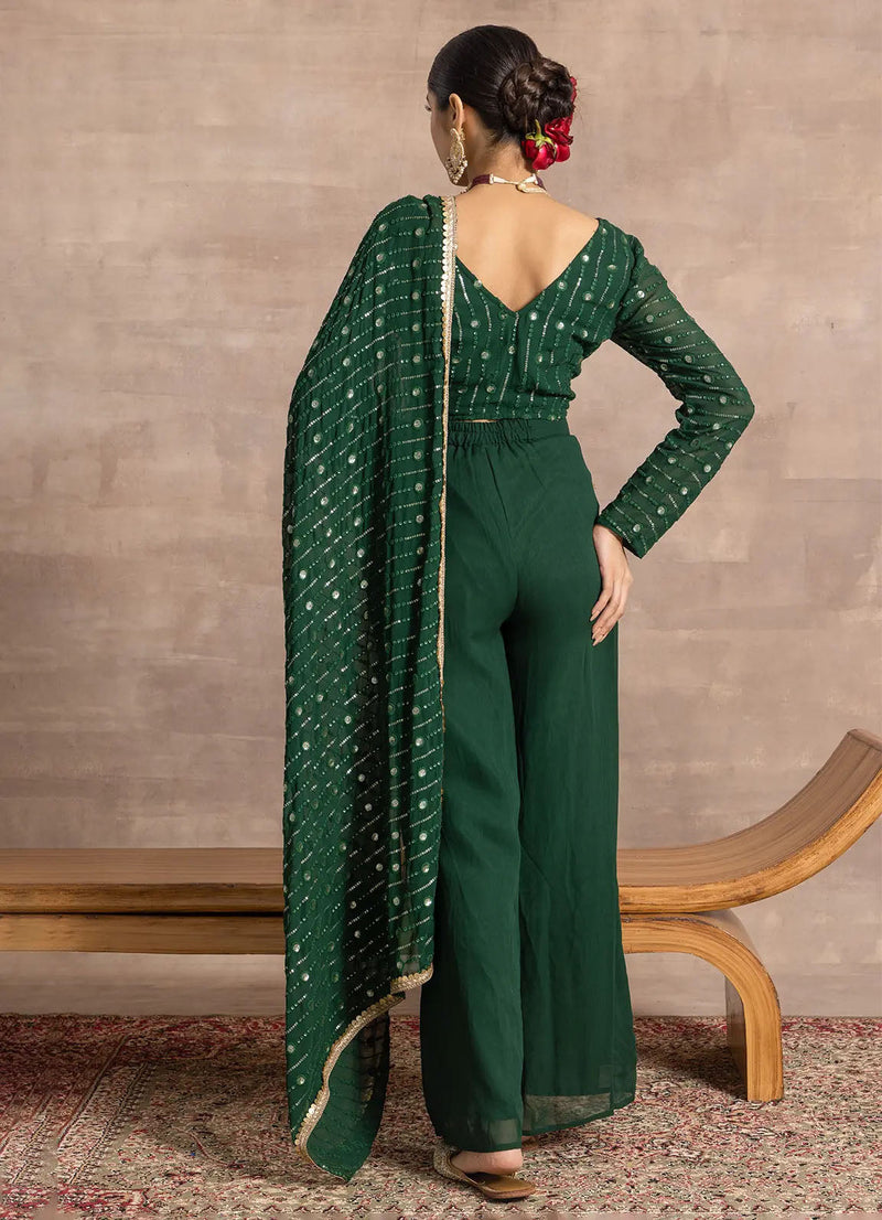 Astoria Emerald Striped Sequin Pant Sari
