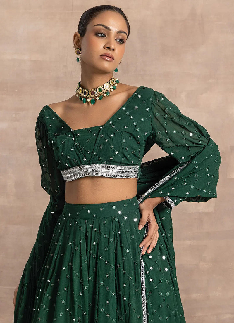 Astoria Emerald Mirror Work Dupatta