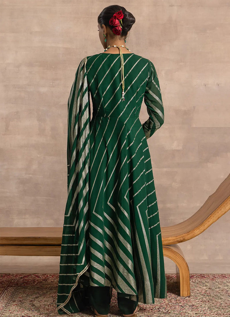 Astoria Emerald Foil Striped Dupatta
