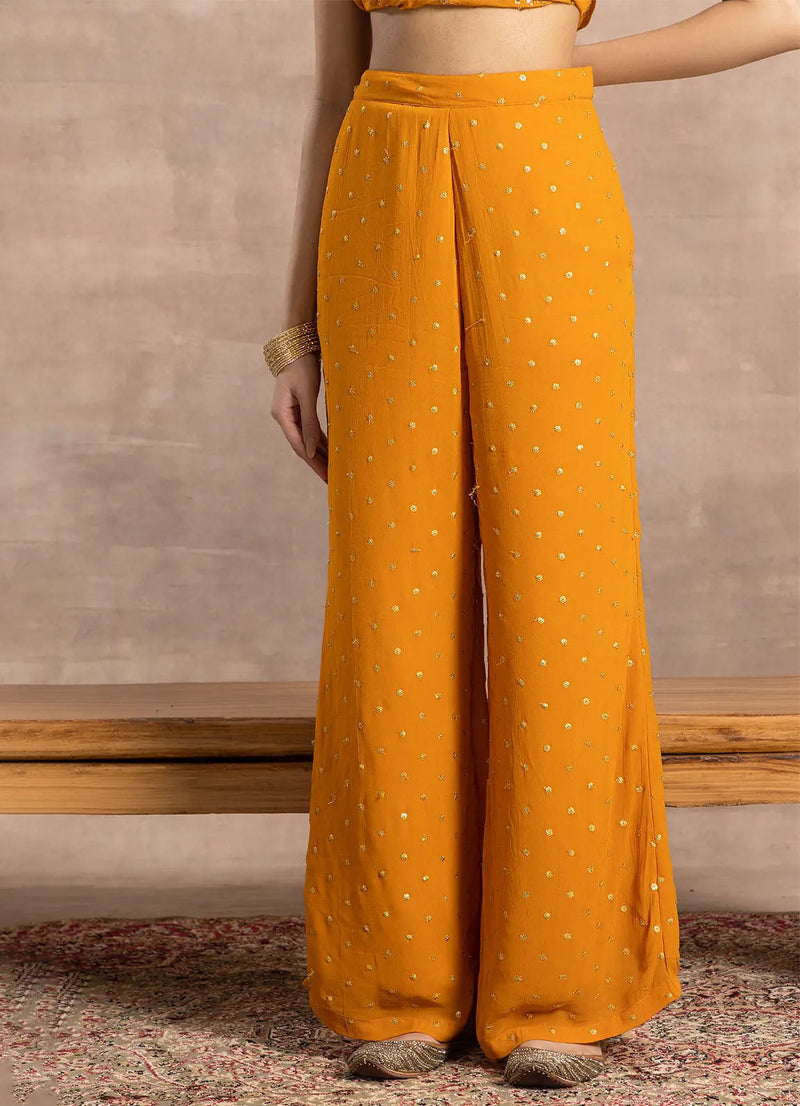 Astoria Mango Yellow Floral Sequin Pants