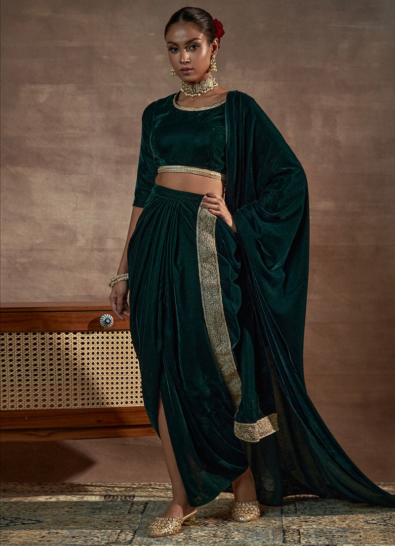 Nayaab Emerald Embroidered Lace Full Dupatta