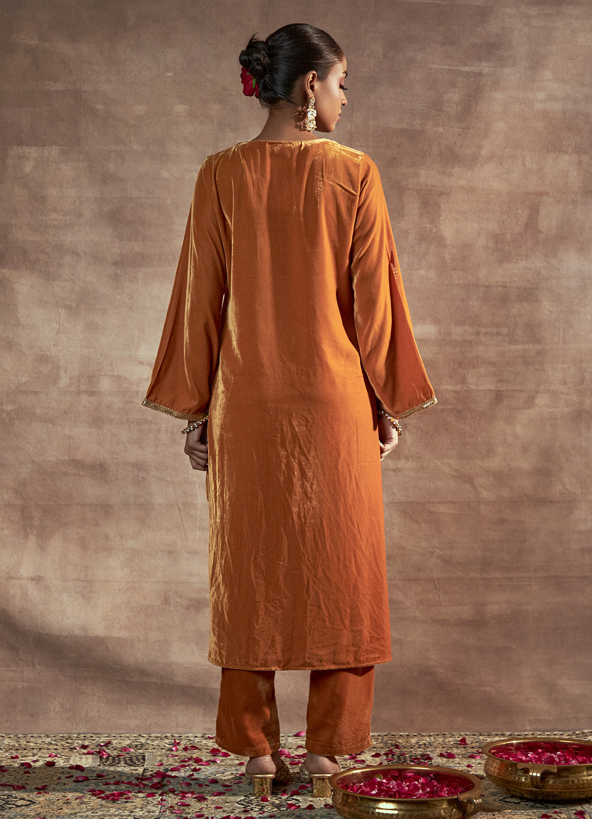 Nayaab Mustard High Low Kurta