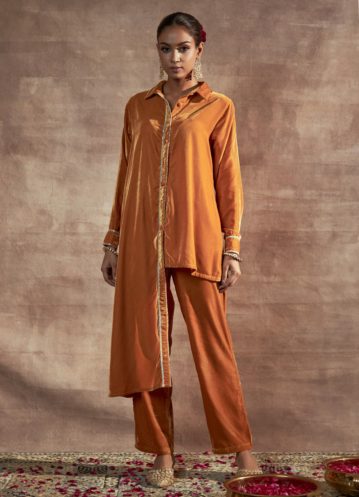 Nayaab Mustard Asymmetric Shirt