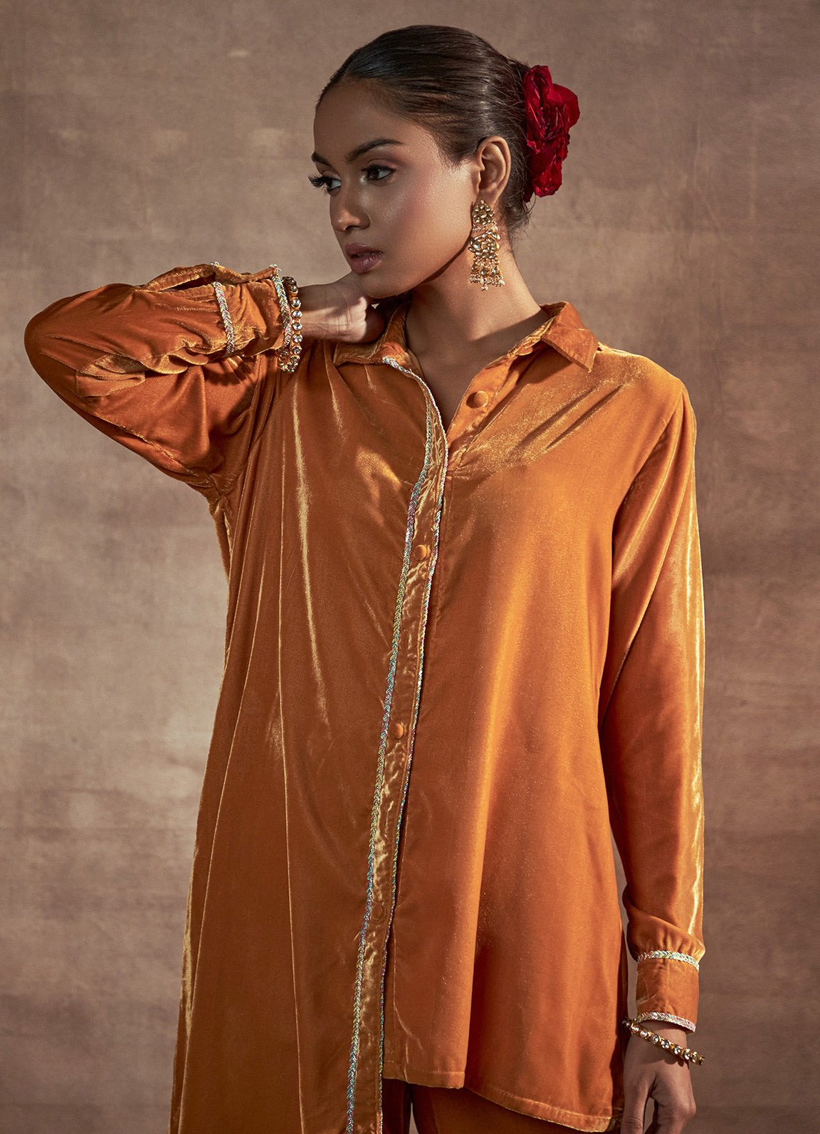 Nayaab Mustard Asymmetric Shirt