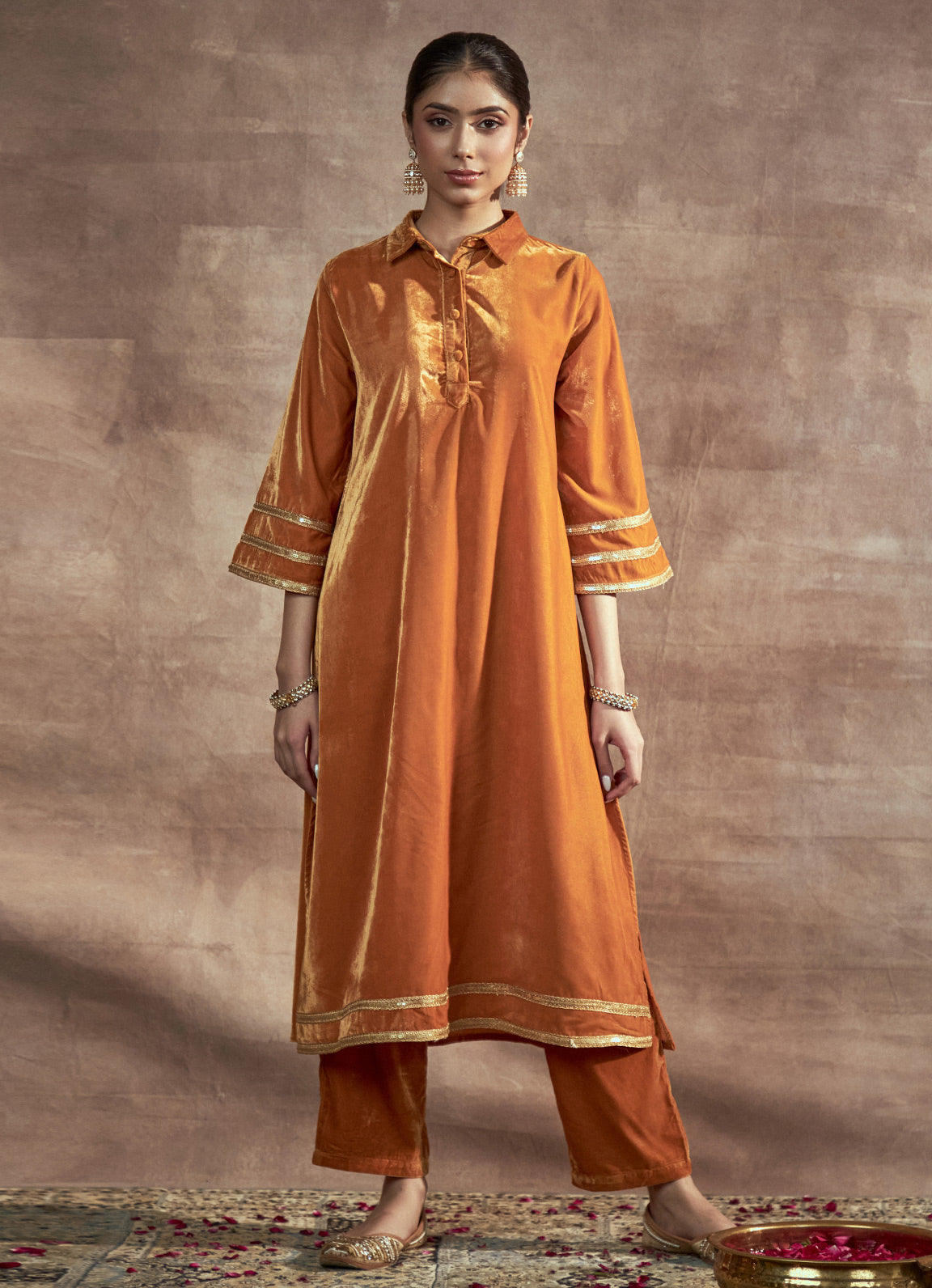 Nayaab Mustard Collared Kurta