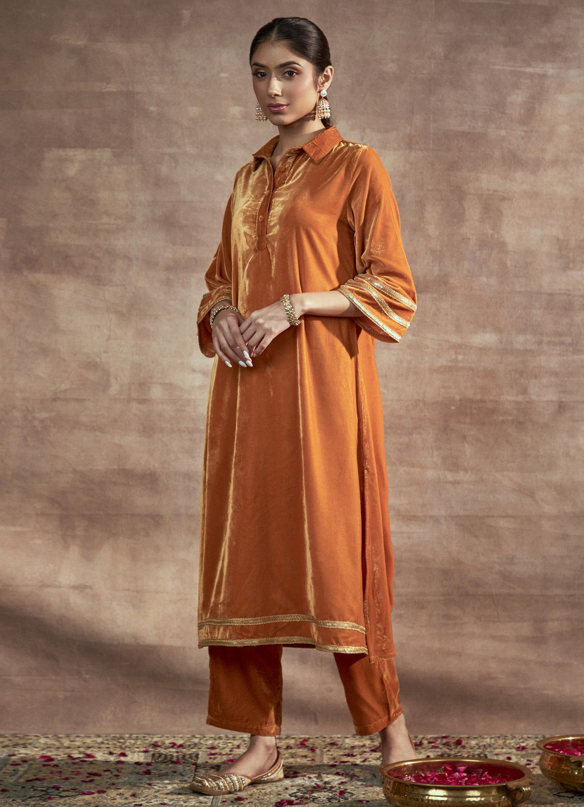 Nayaab Mustard Collared Kurta