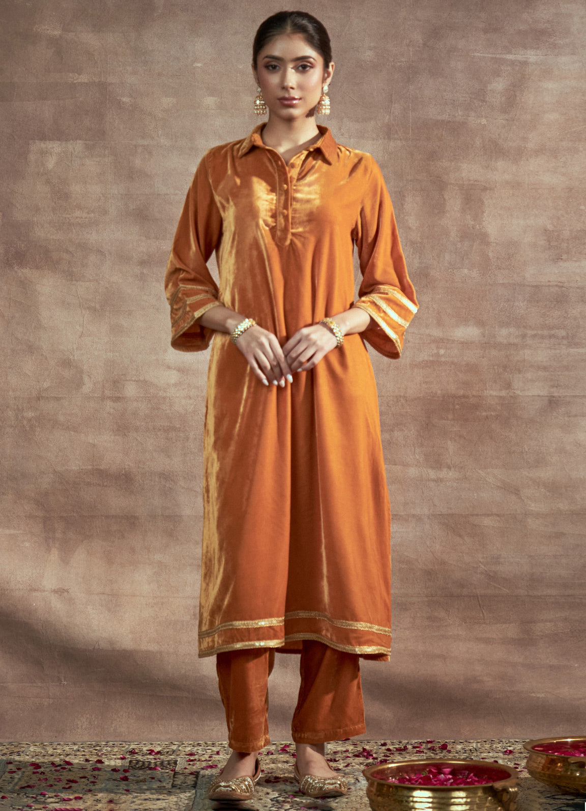 Nayaab Mustard Collared Kurta