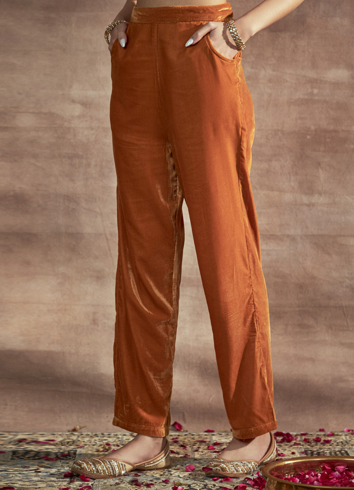 Nayaab Mustard Straight Pants