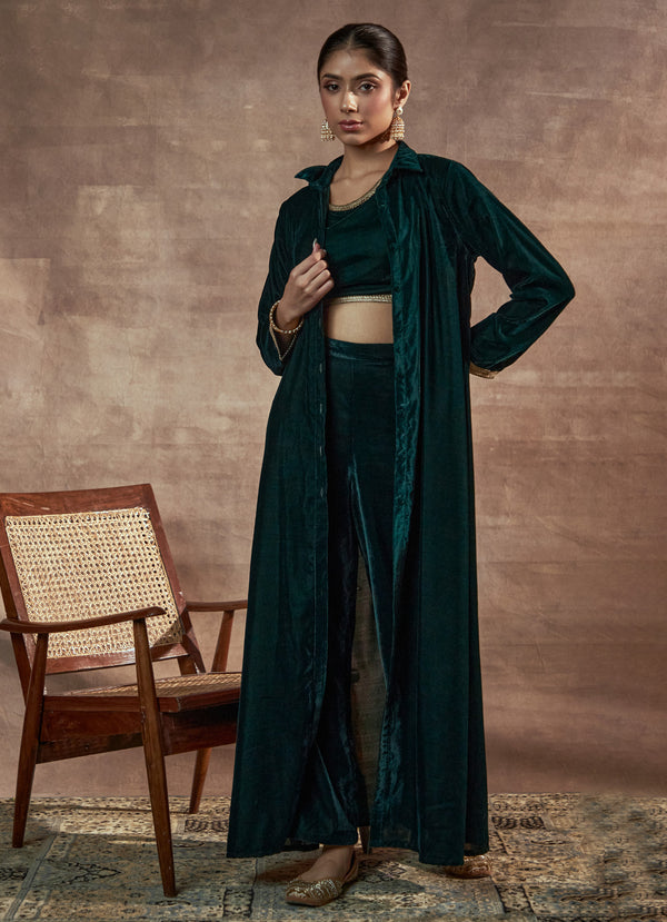 Nayaab Emerald Overlay Set