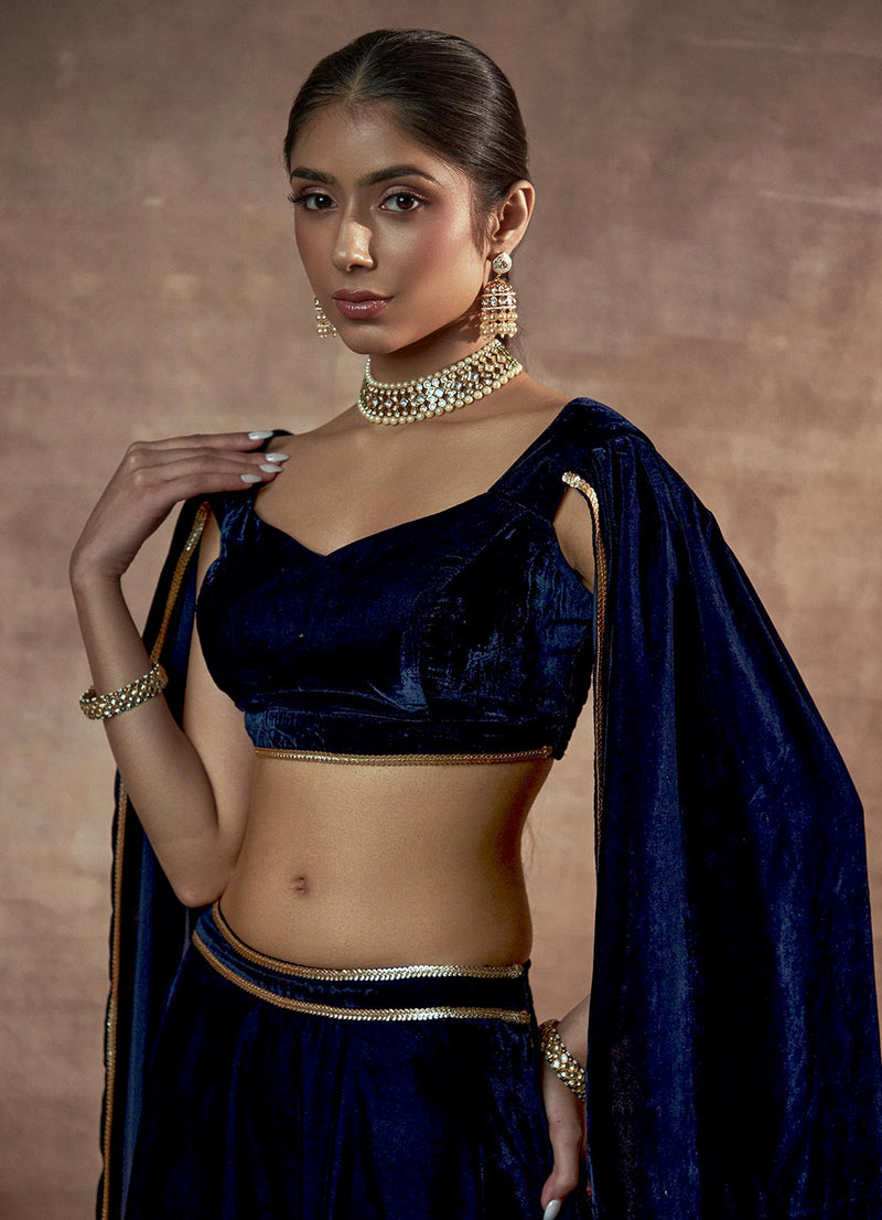 Nayaab Navy Blue Cape Blouse